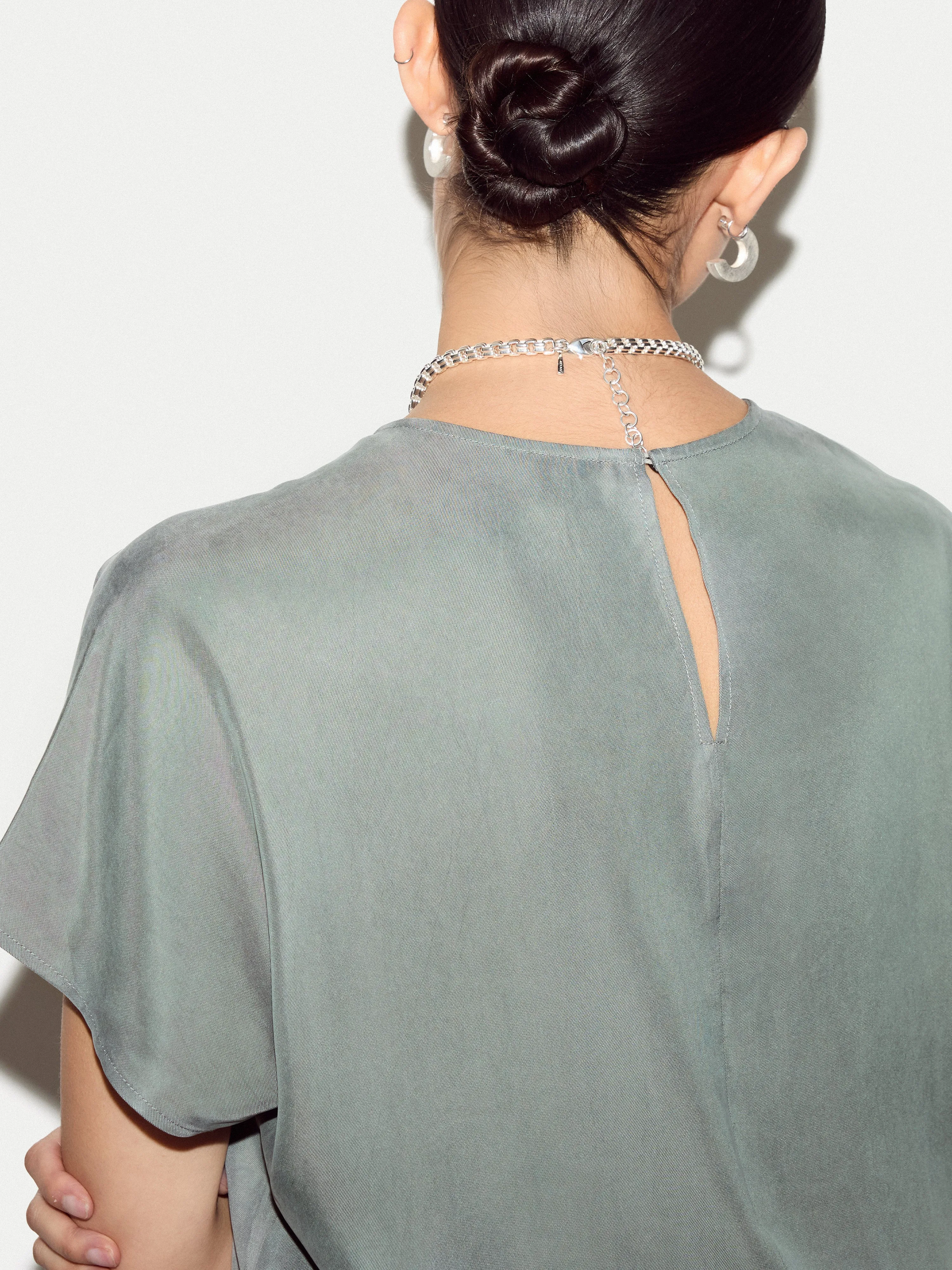 Cupro Relaxed T-shirt | Khaki sold by Jigsaw product image thumbnail 5