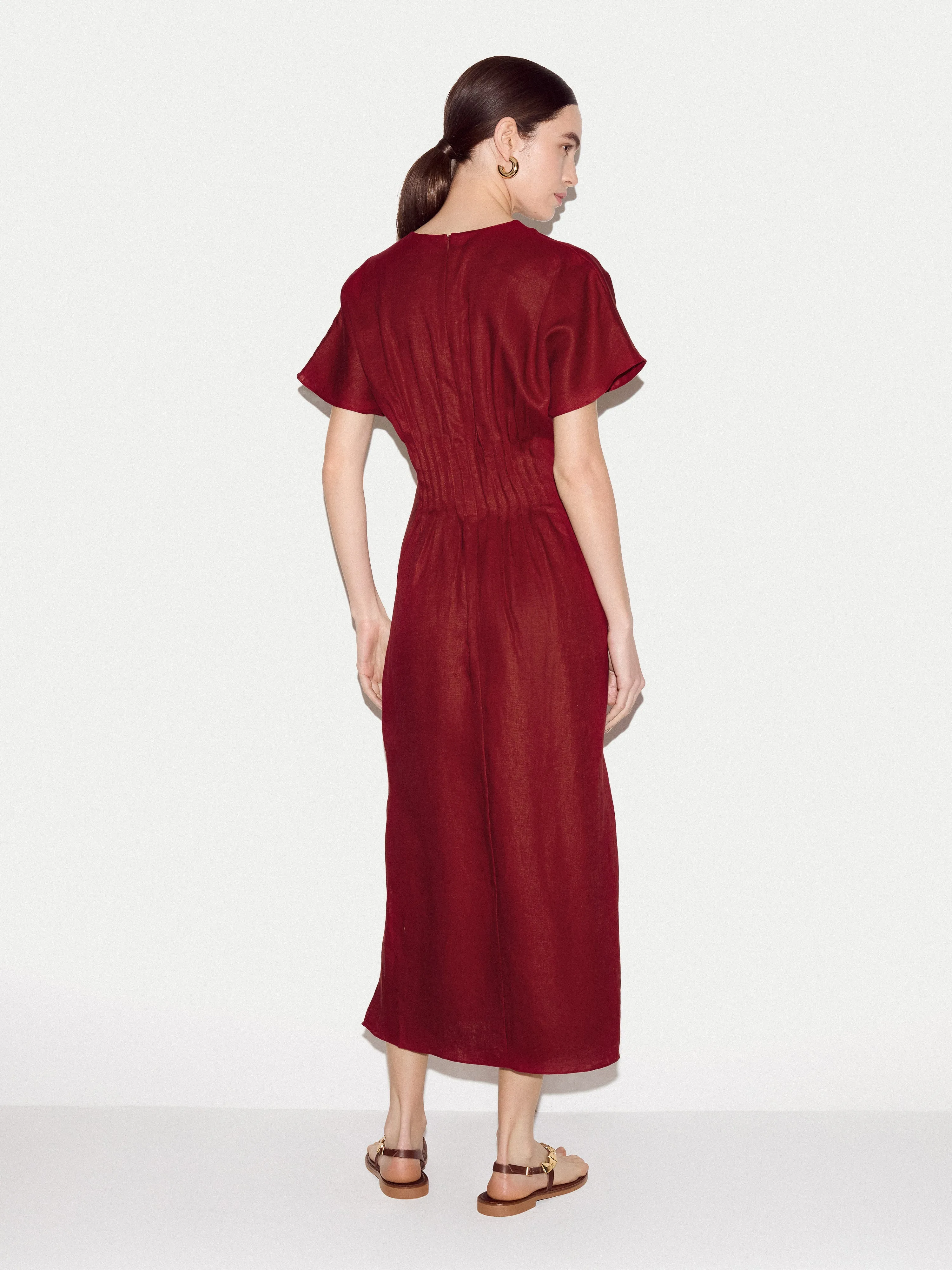 Linen Pintuck Waist Dress | Red sold by Jigsaw product image thumbnail 4