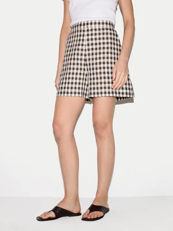 Mara Linen Checked Short | Brown made by Jigsaw
