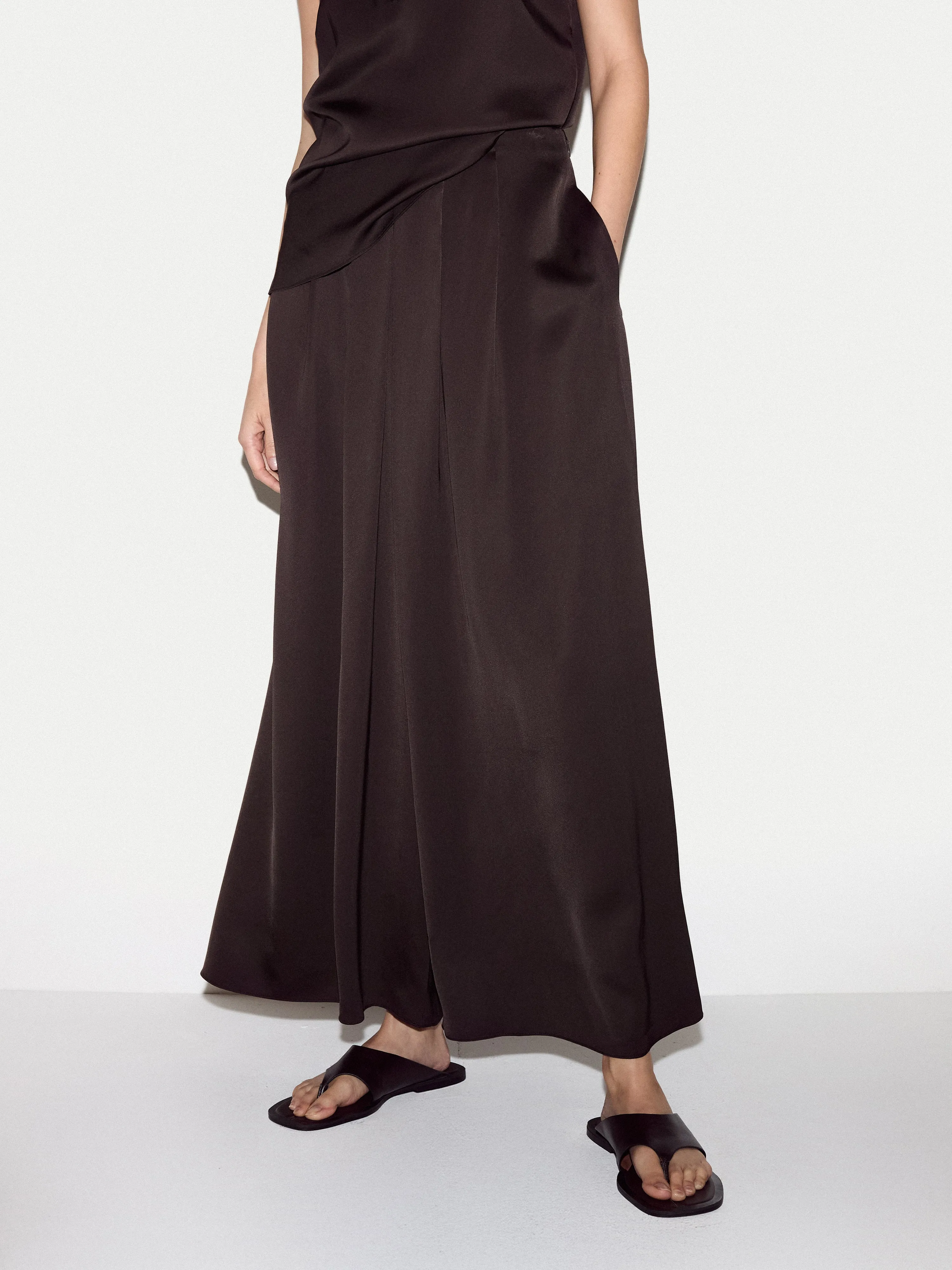 Satin Pleated Trouser | Brown sold by Jigsaw product image thumbnail 2