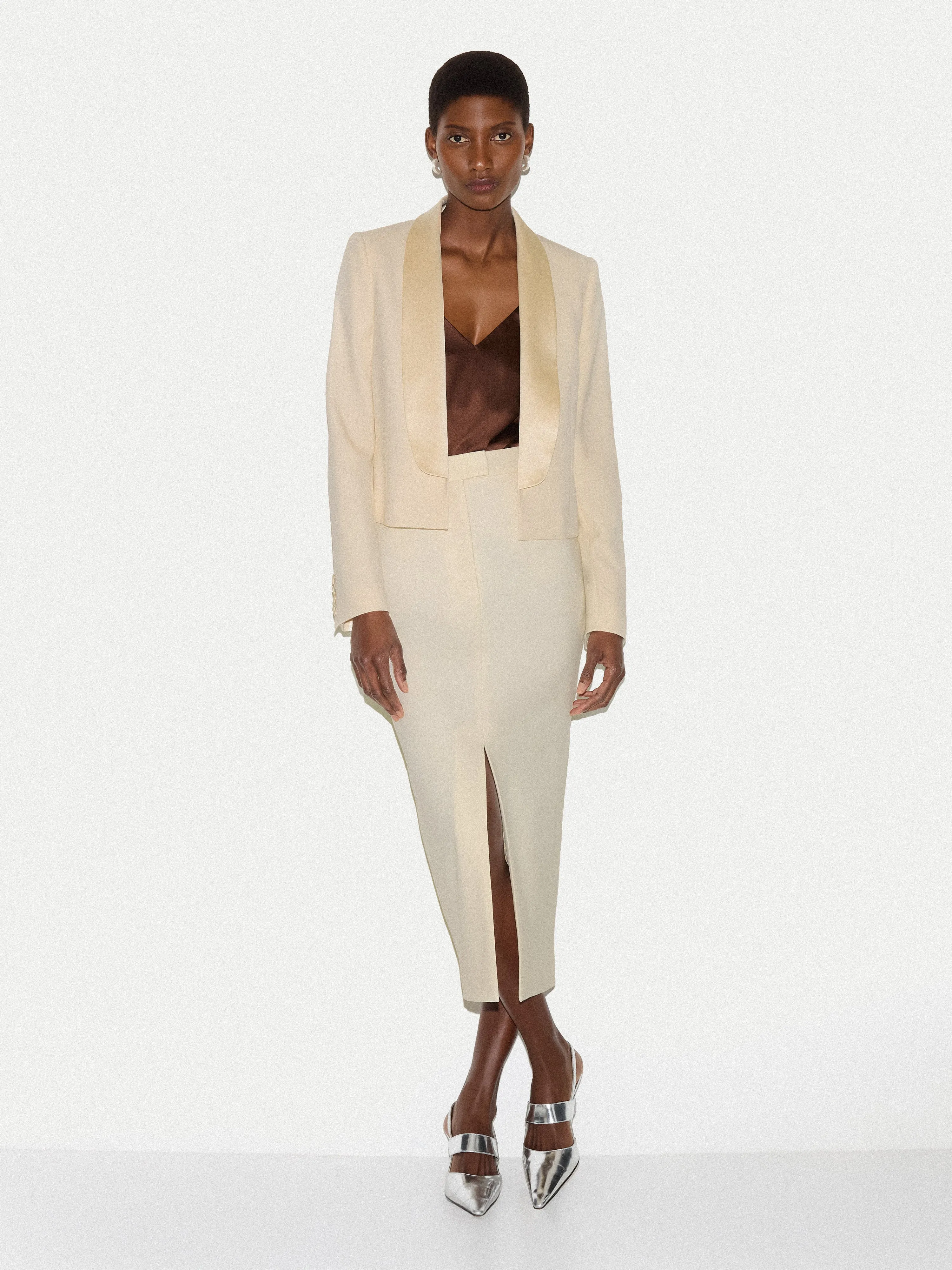 Shawl Lapel Tuxedo Jacket | White sold by Jigsaw product image thumbnail 3