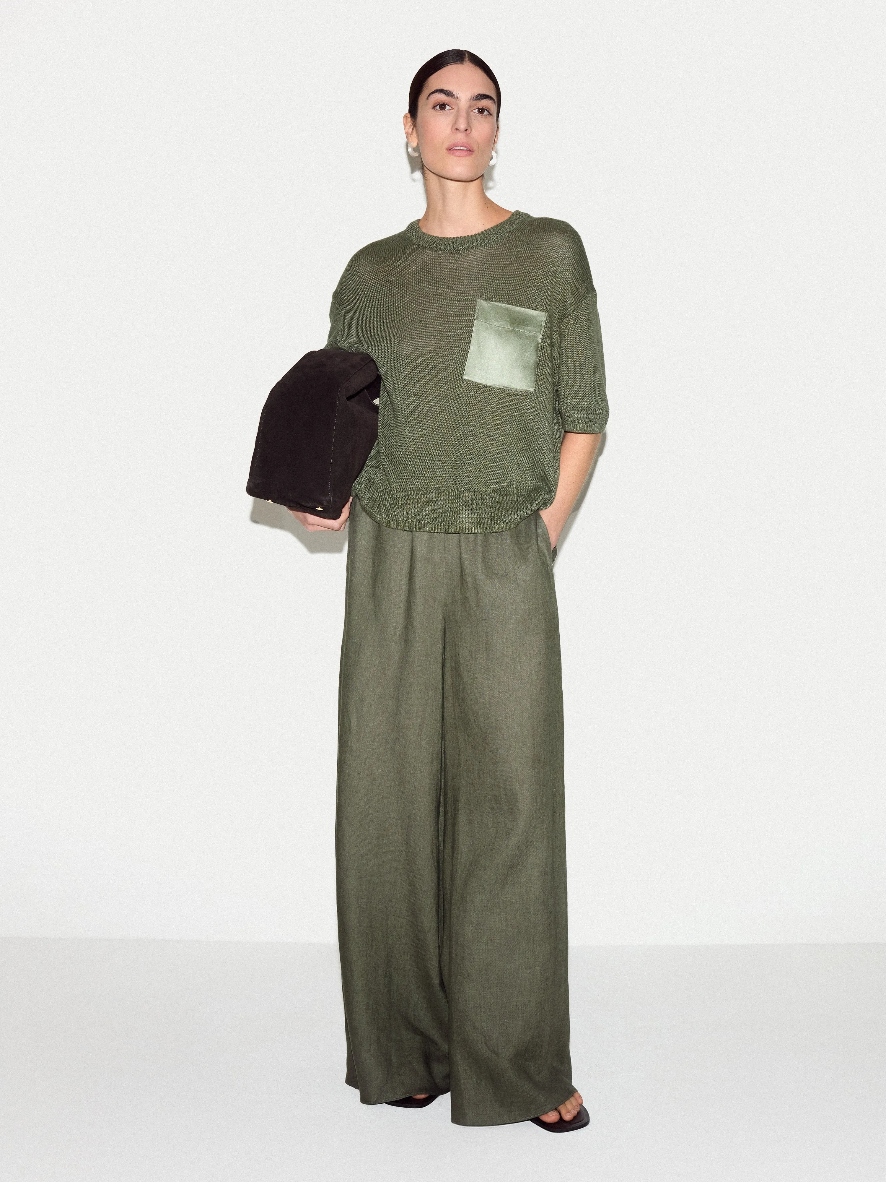 Linen Wide Leg Palazzo | Khaki sold by Jigsaw product image thumbnail 2