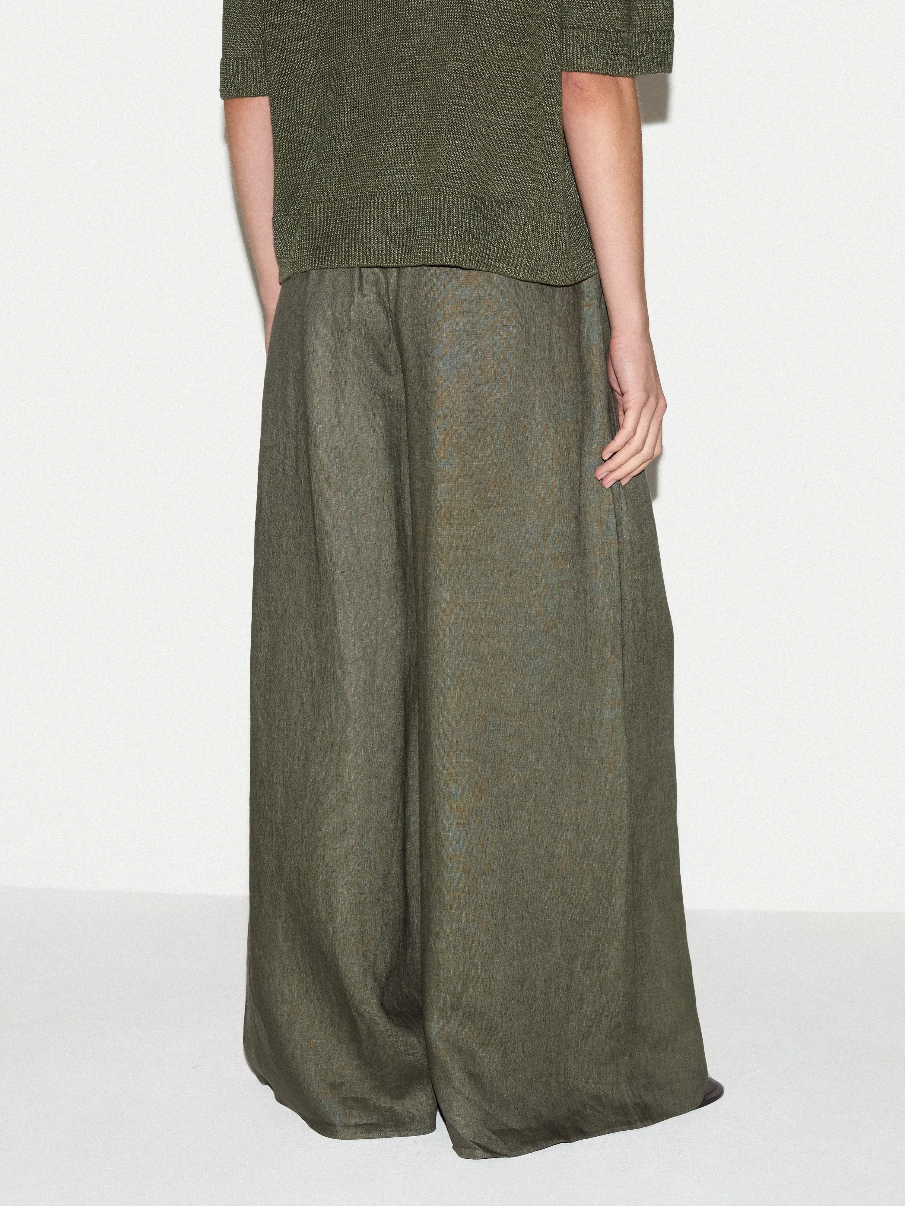 Linen Wide Leg Palazzo | Khaki sold by Jigsaw product image thumbnail 5