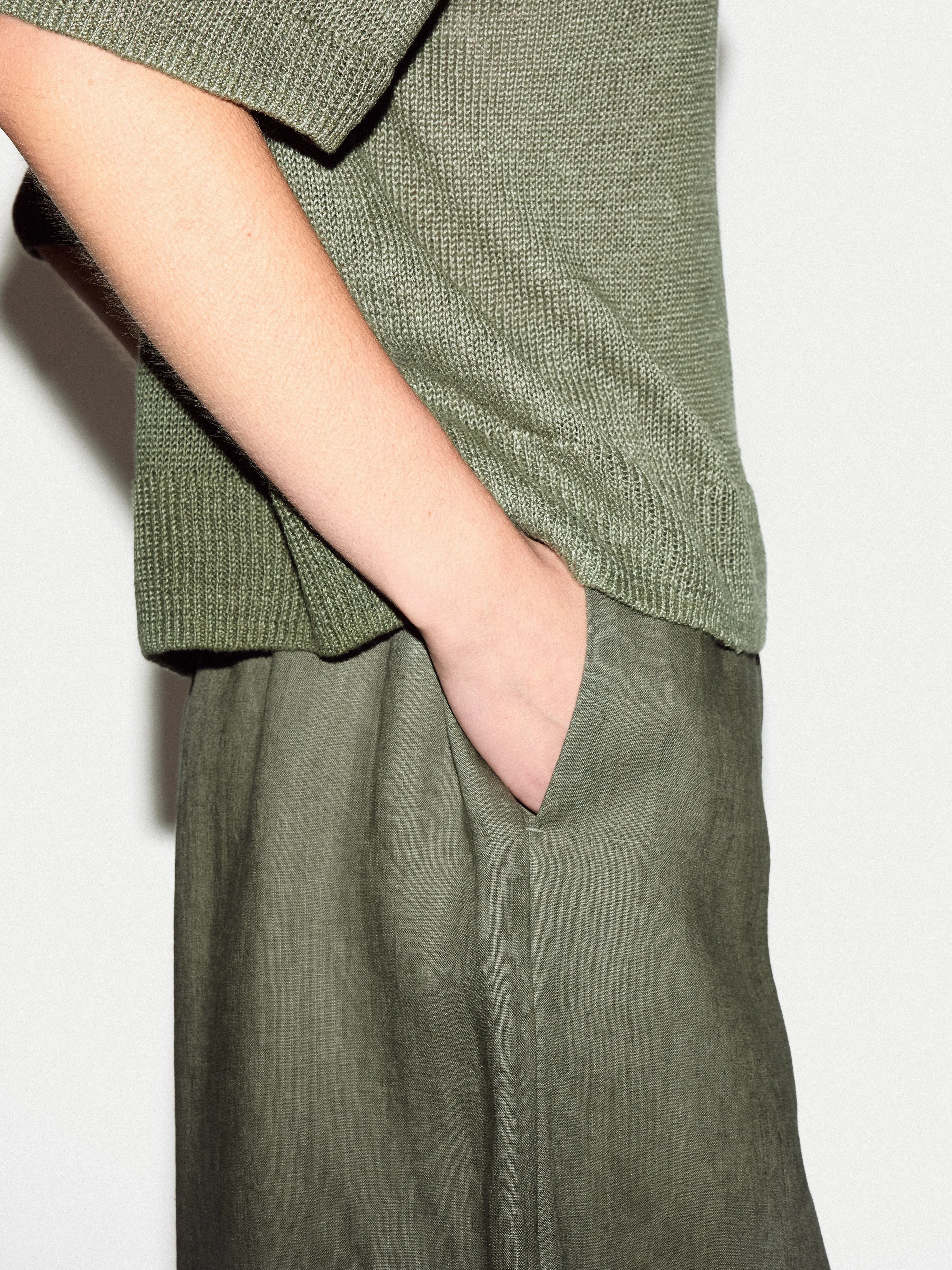 Linen Wide Leg Palazzo | Khaki sold by Jigsaw product image thumbnail 4