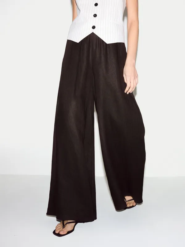 Linen Wide Leg Palazzo | Brown made by Jigsaw