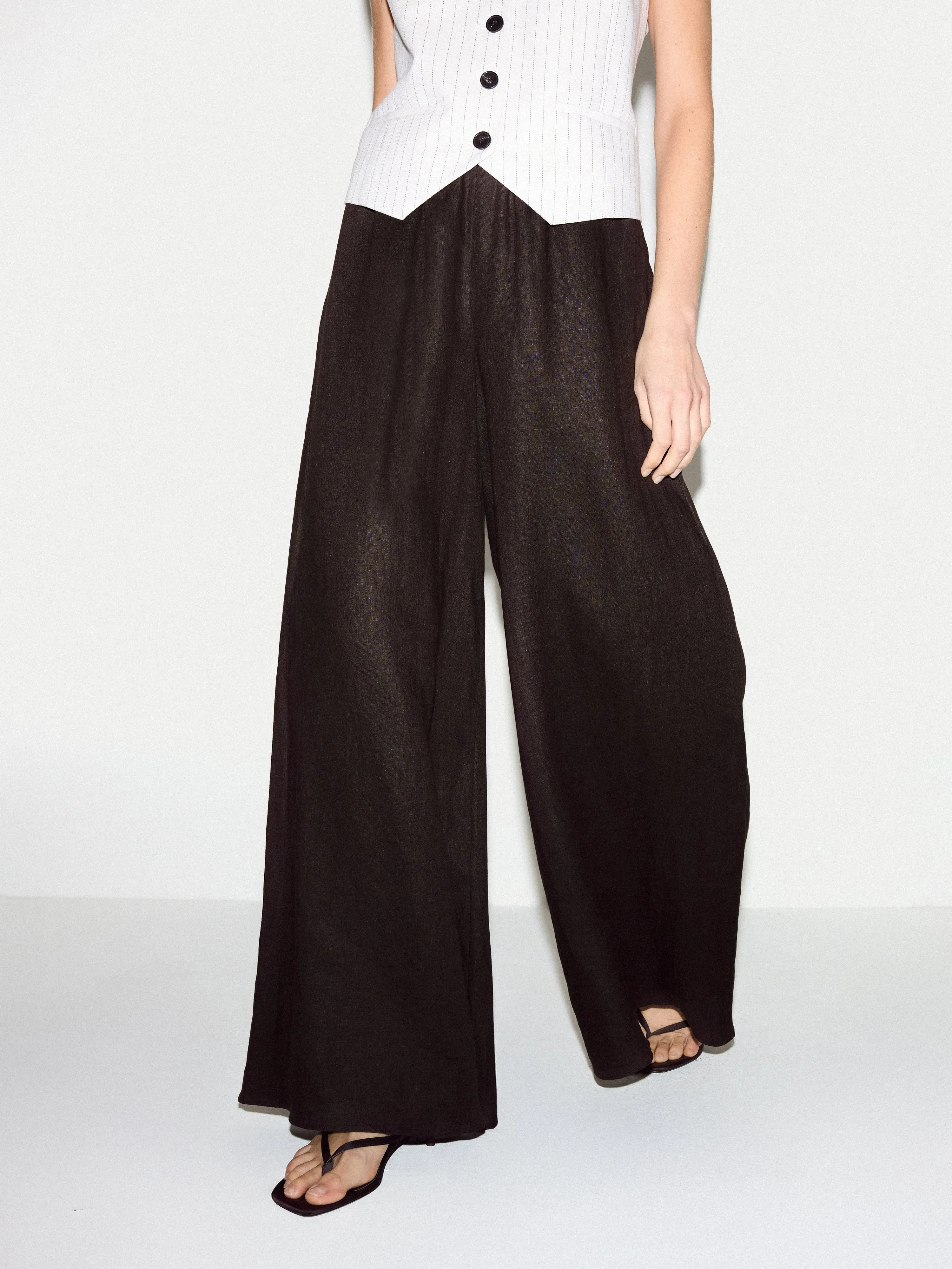 Linen Wide Leg Palazzo | Brown sold by Jigsaw