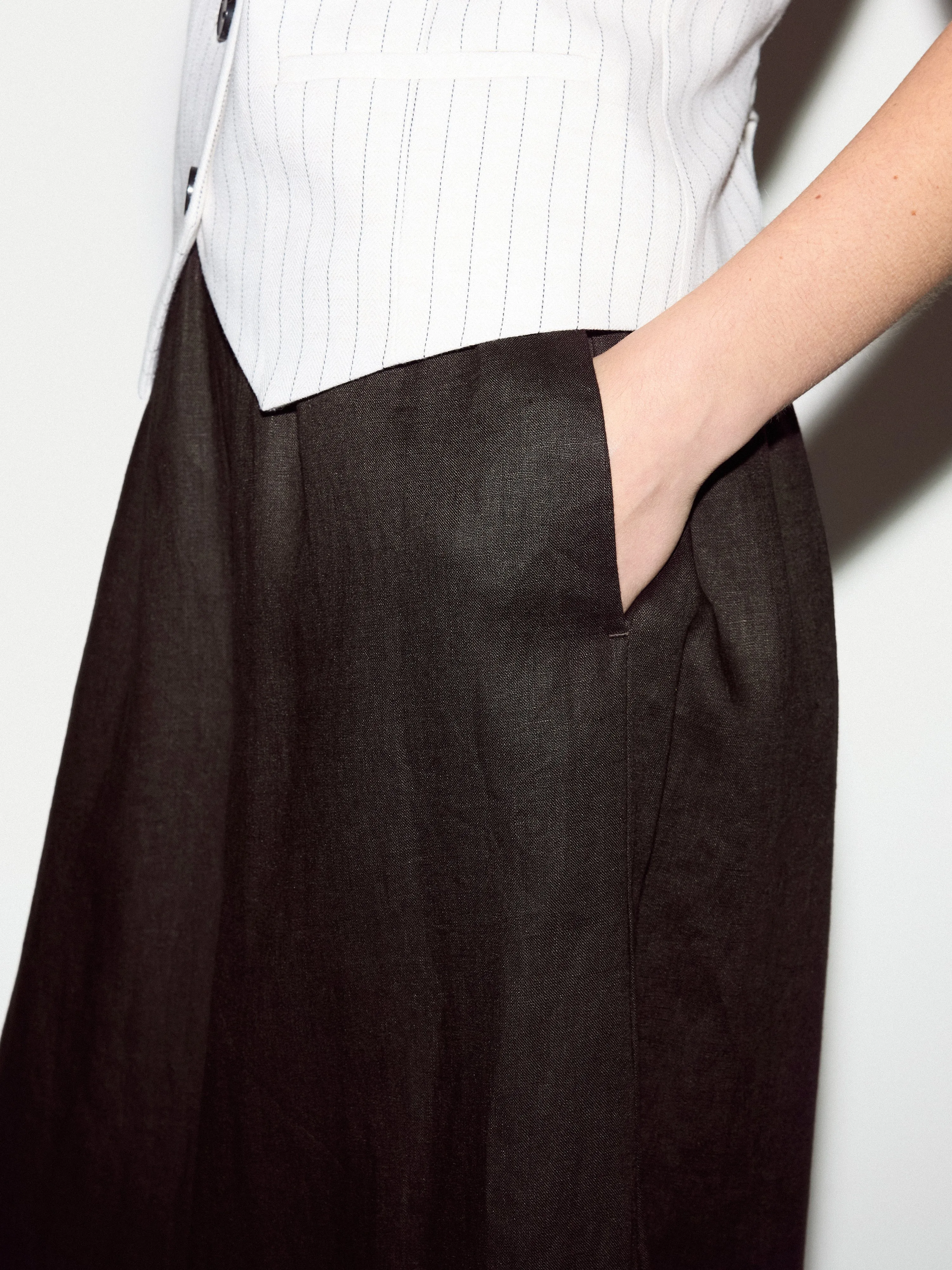 Linen Wide Leg Palazzo | Brown sold by Jigsaw product image thumbnail 3