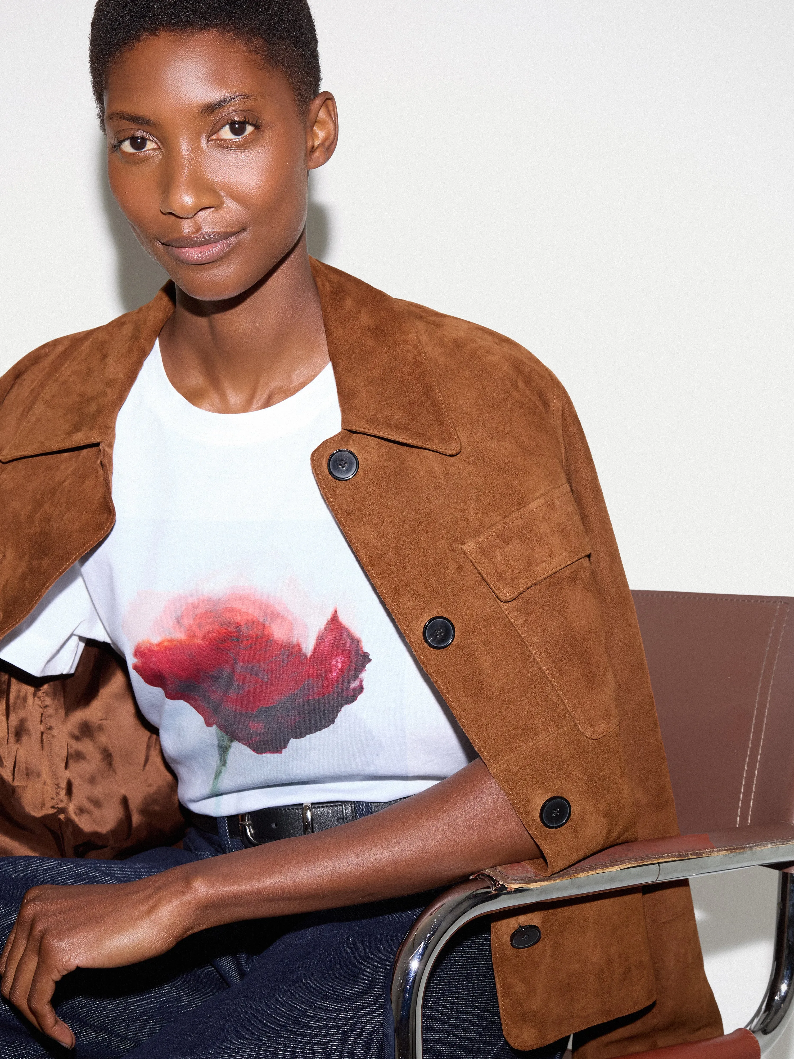 Watercolour Rose Print T-shirt | Red sold by Jigsaw product image thumbnail 2