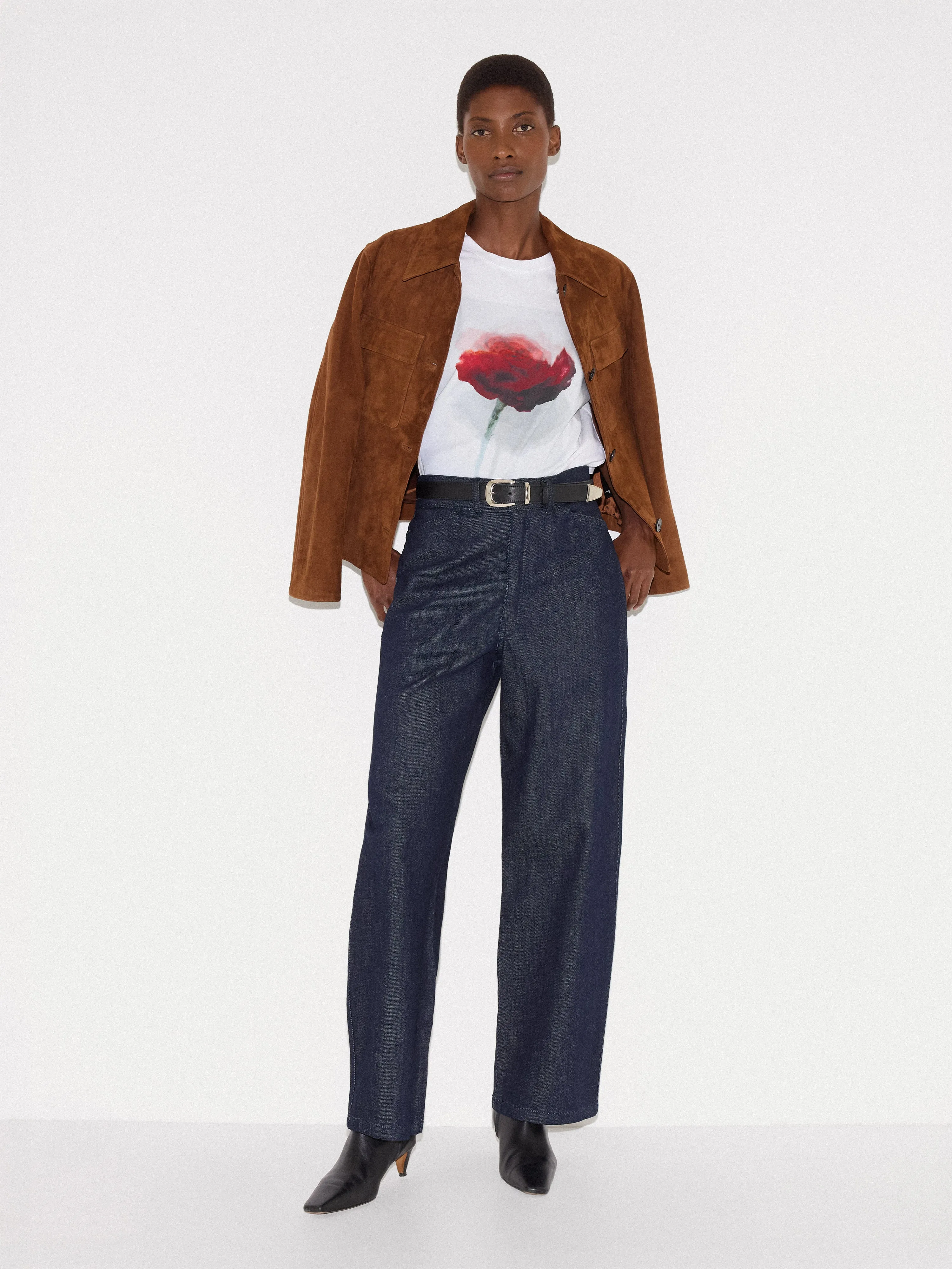 Watercolour Rose Print T-shirt | Red sold by Jigsaw product image thumbnail 3