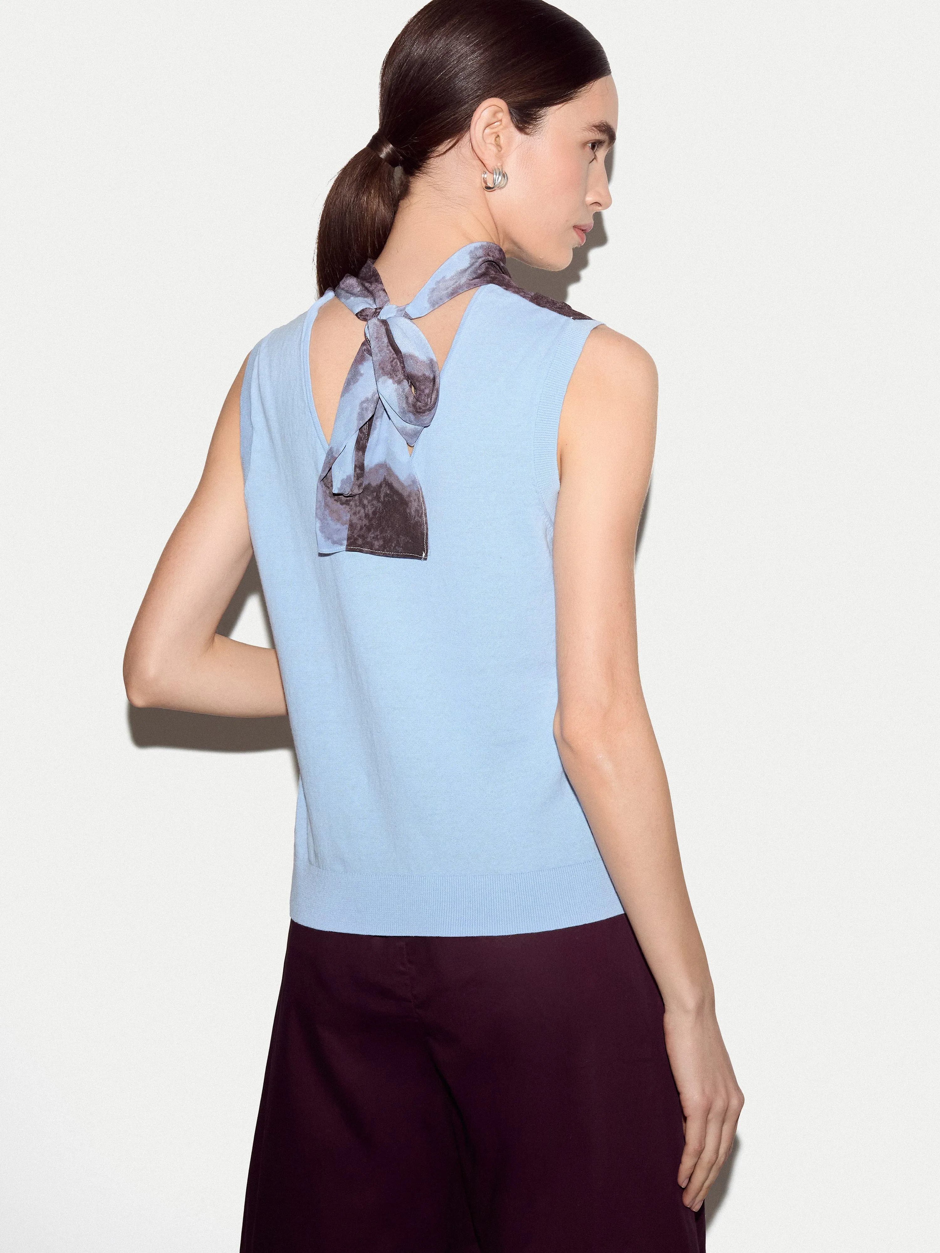 Tiger Orchid Silk Knit Tank | Blue sold by Jigsaw product image thumbnail 4
