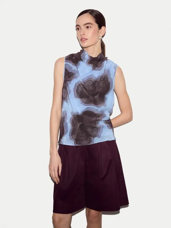 Tiger Orchid Silk Knit Tank | Blue made by Jigsaw