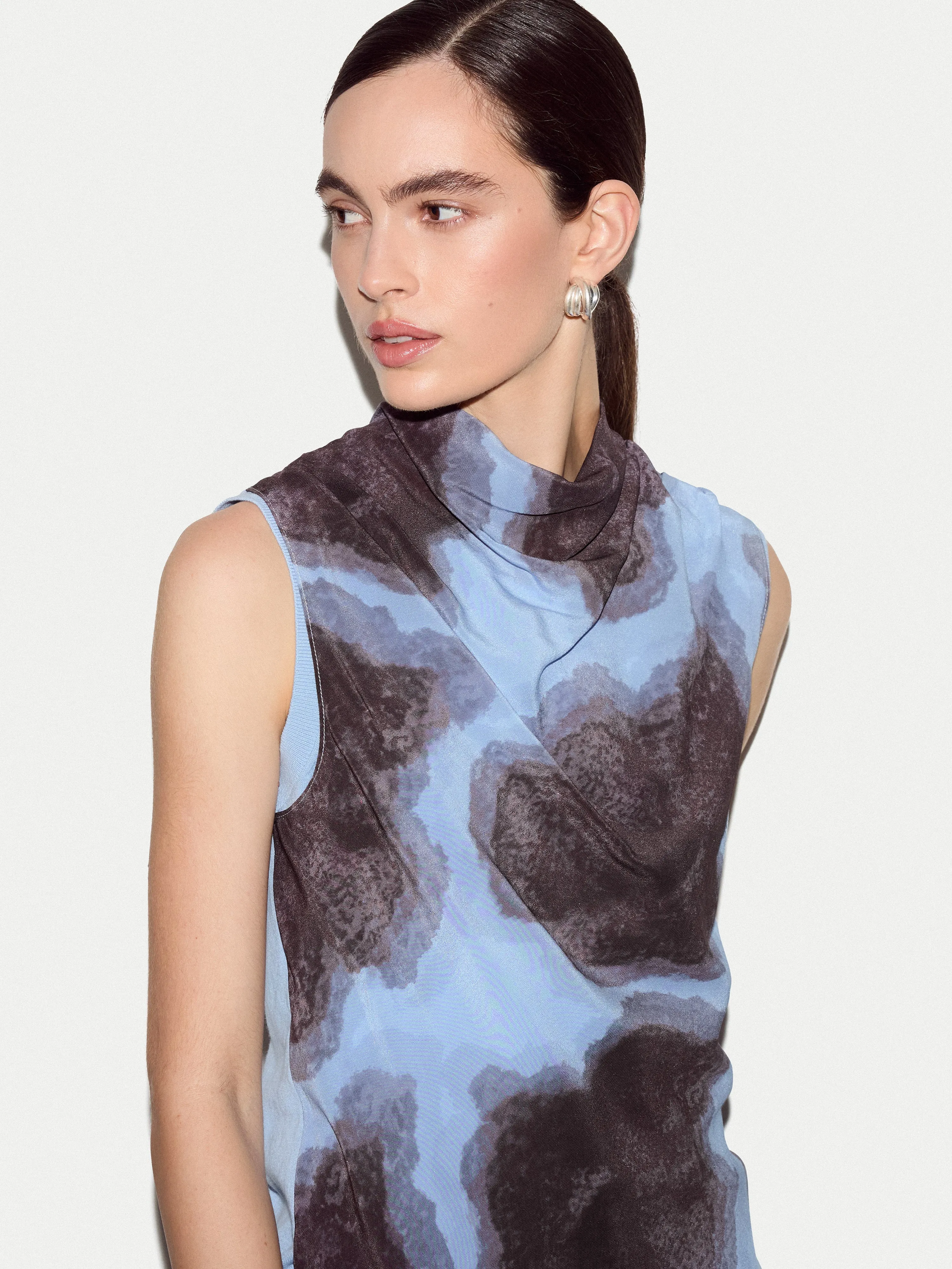 Tiger Orchid Silk Knit Tank | Blue sold by Jigsaw product image thumbnail 2