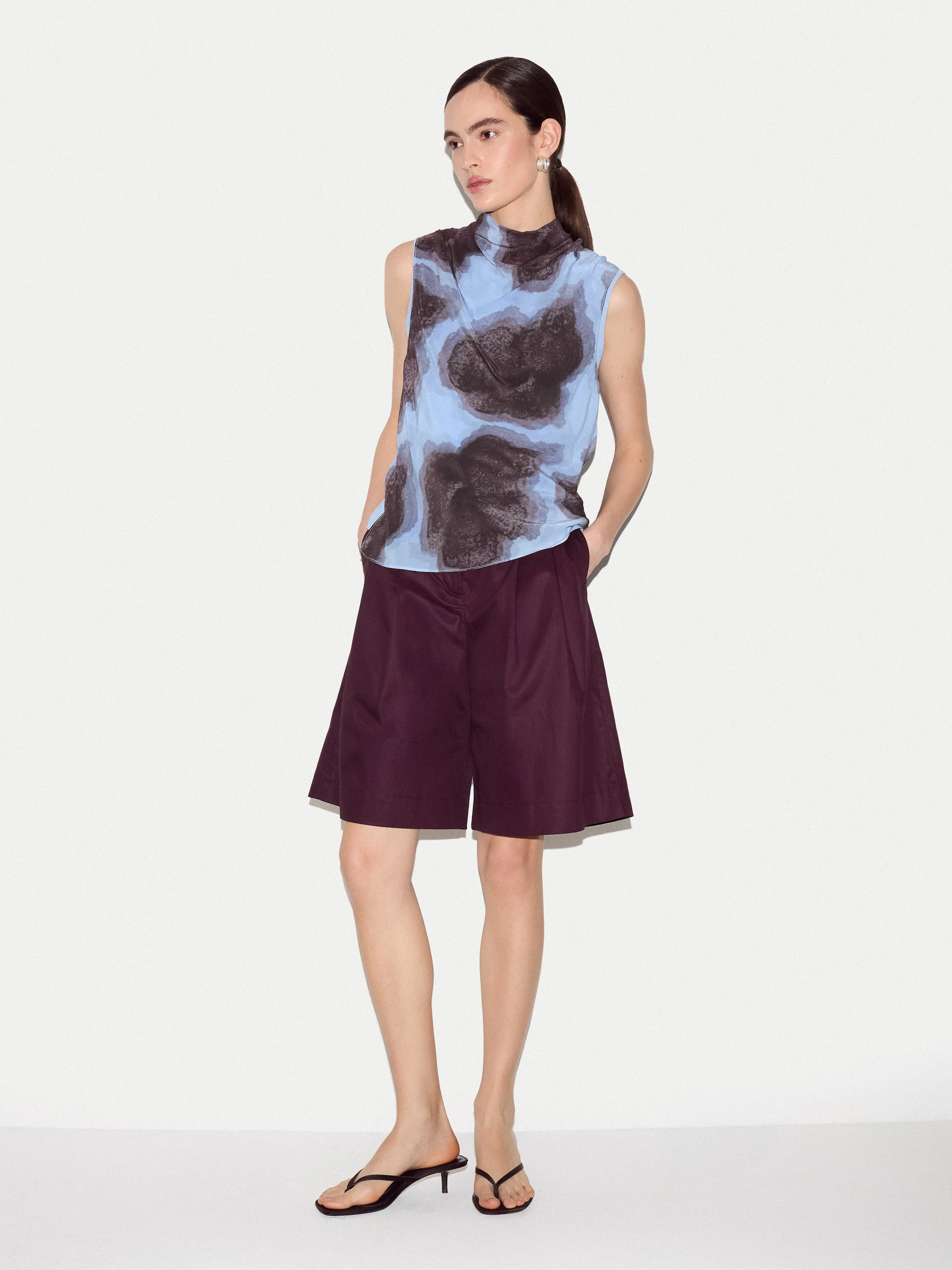 Tiger Orchid Silk Knit Tank | Blue sold by Jigsaw product image thumbnail 3