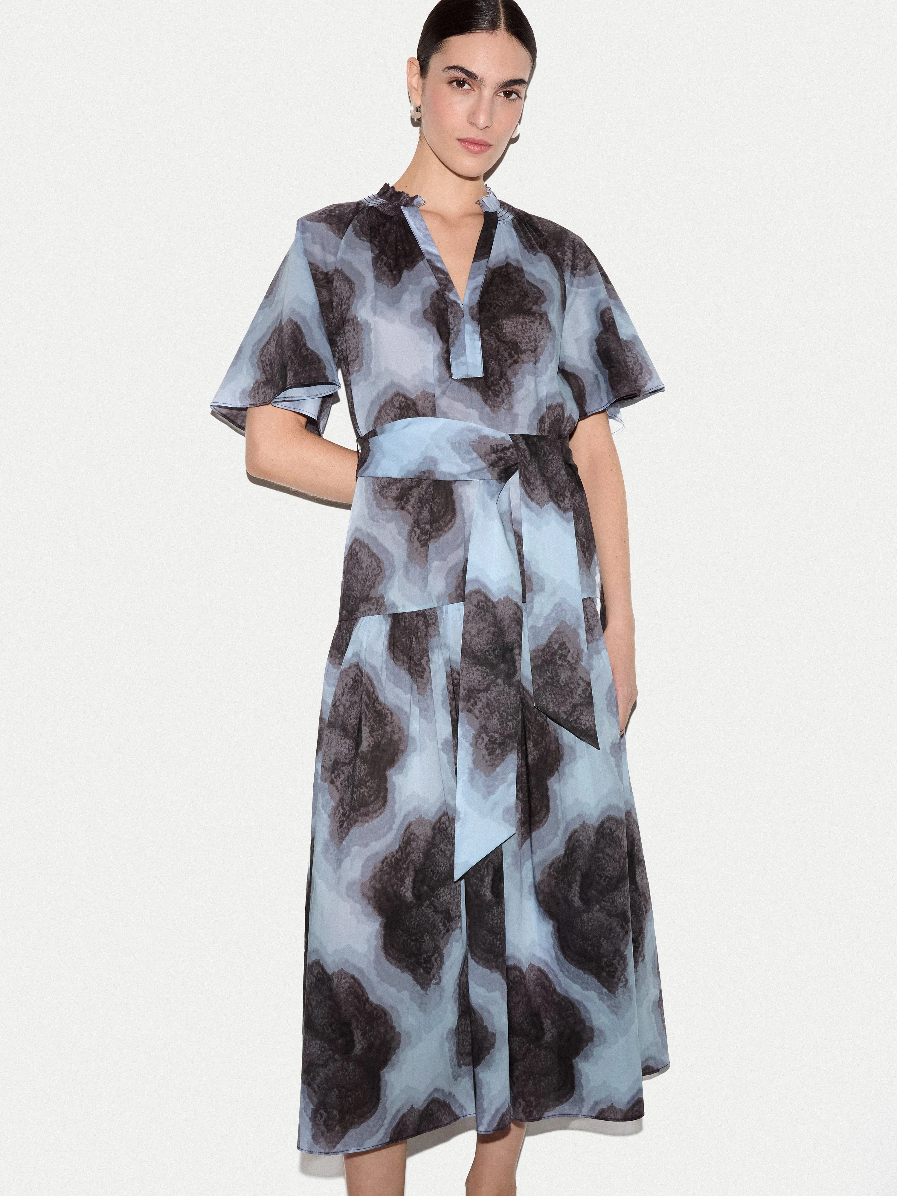 Tiger Orchid Cotton Midi Dress | Blue sold by Jigsaw product image thumbnail 3