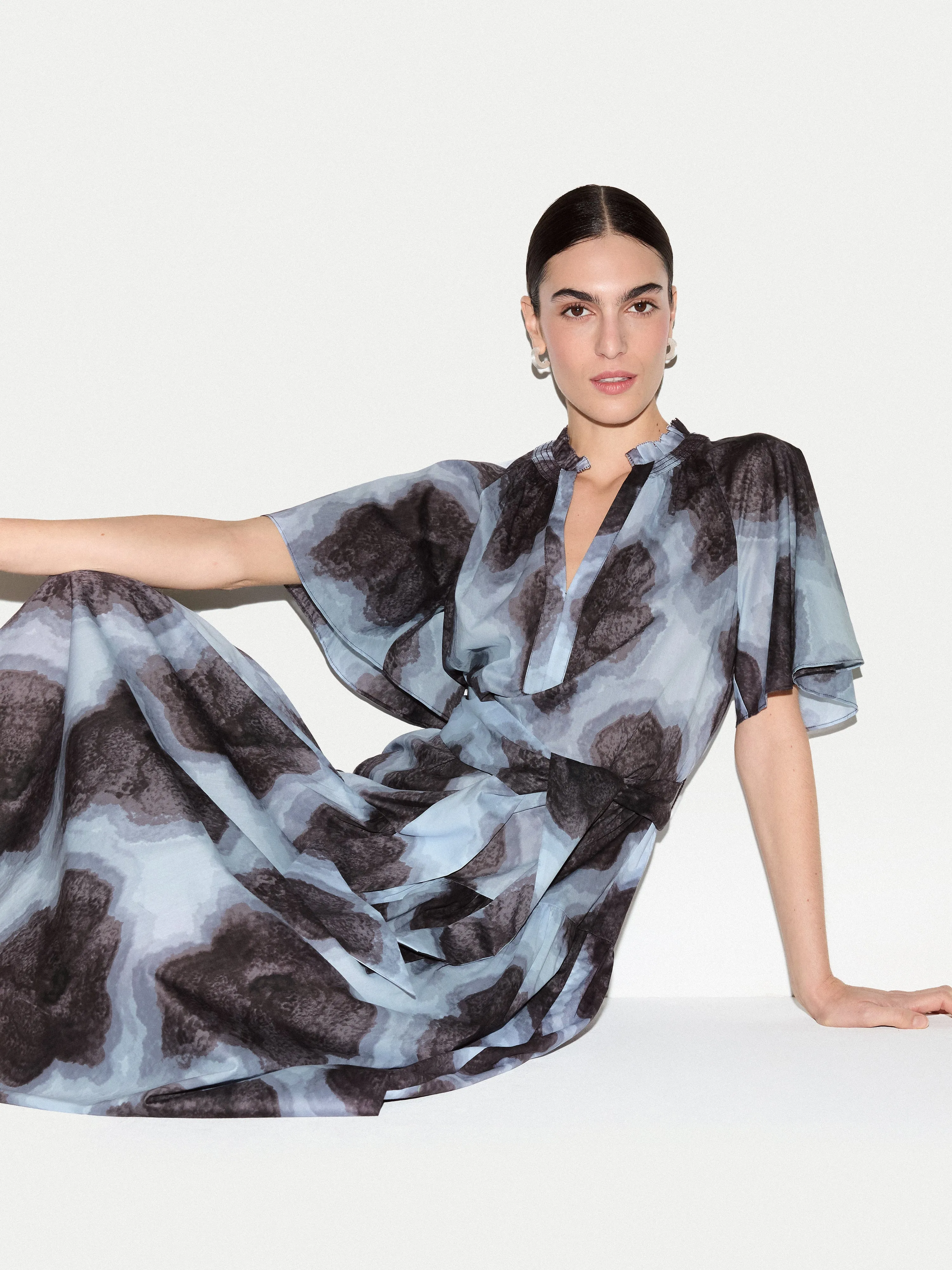 Tiger Orchid Cotton Midi Dress | Blue sold by Jigsaw product image thumbnail 2