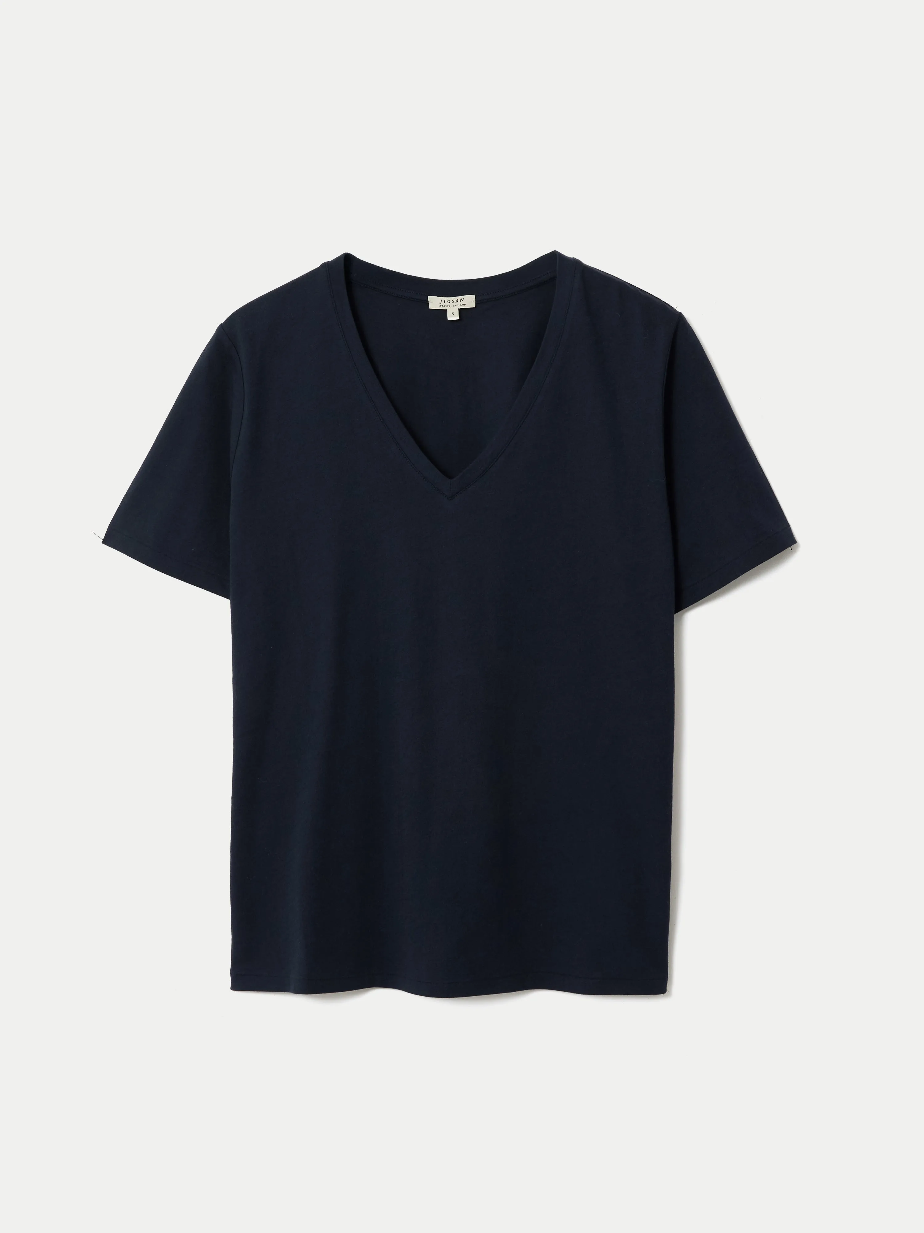 Supima Cotton V Neck T-shirt | Navy sold by Jigsaw product image thumbnail 5