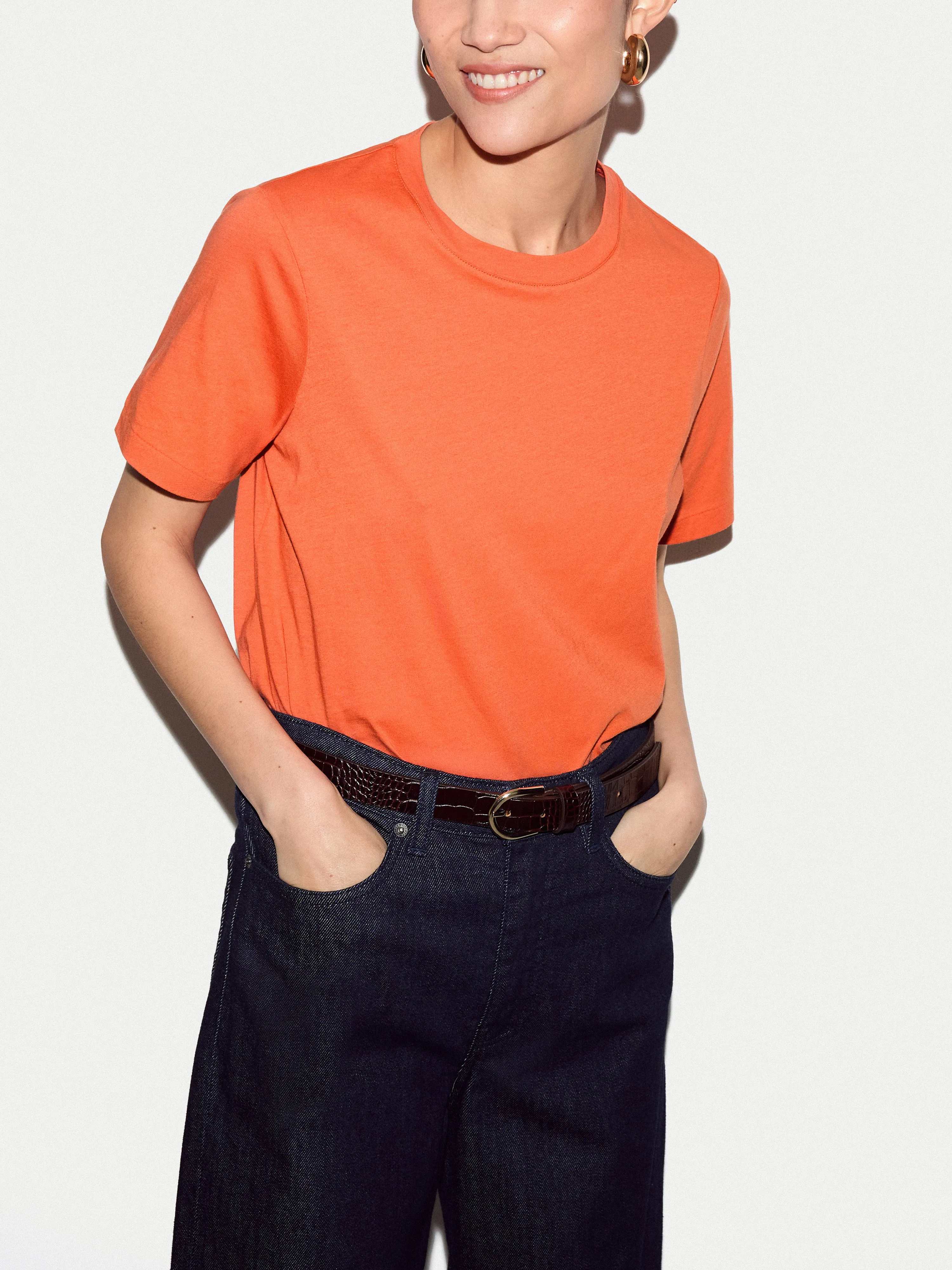 Supima Cotton Crew Neck T-shirt | Orange sold by Jigsaw product image thumbnail 2