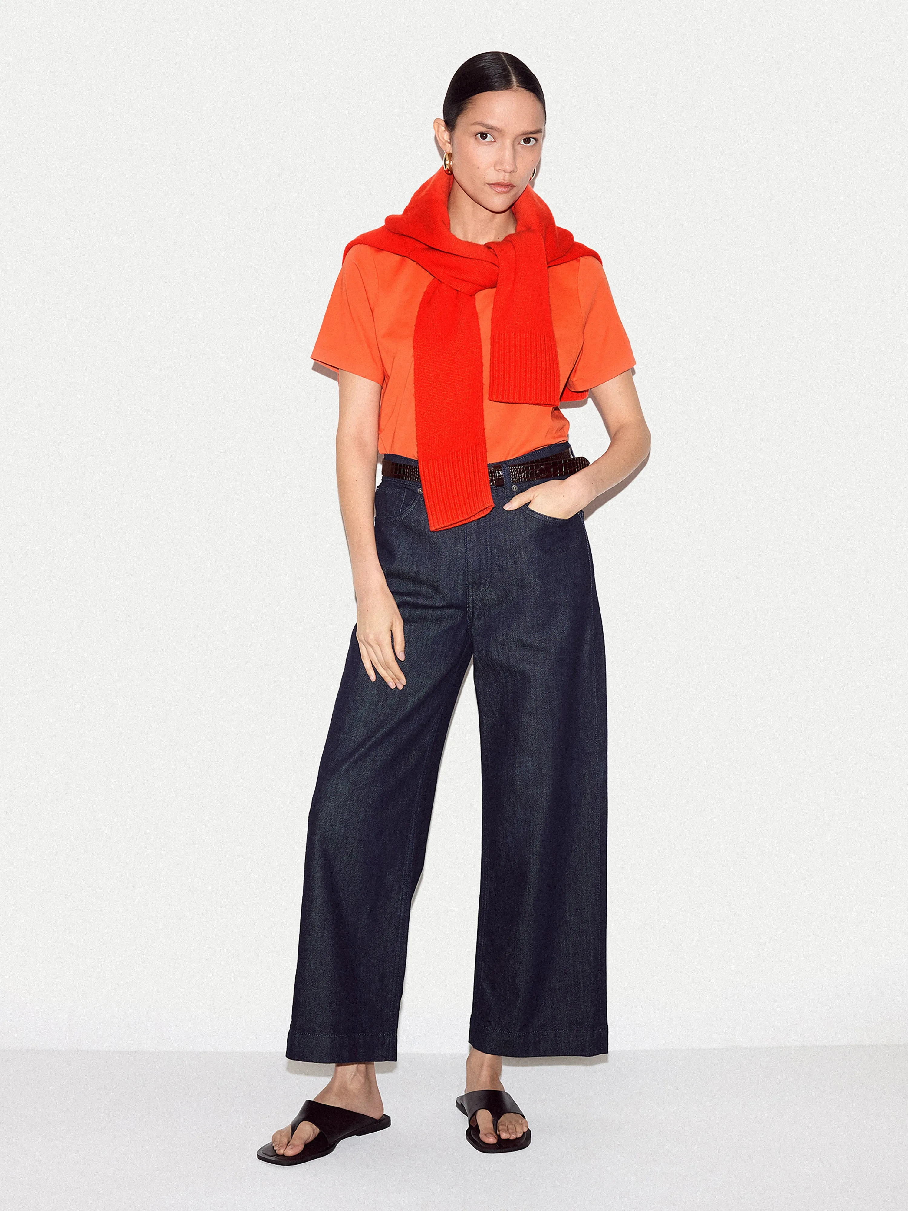 Supima Cotton Crew Neck T-shirt | Orange sold by Jigsaw product image thumbnail 3