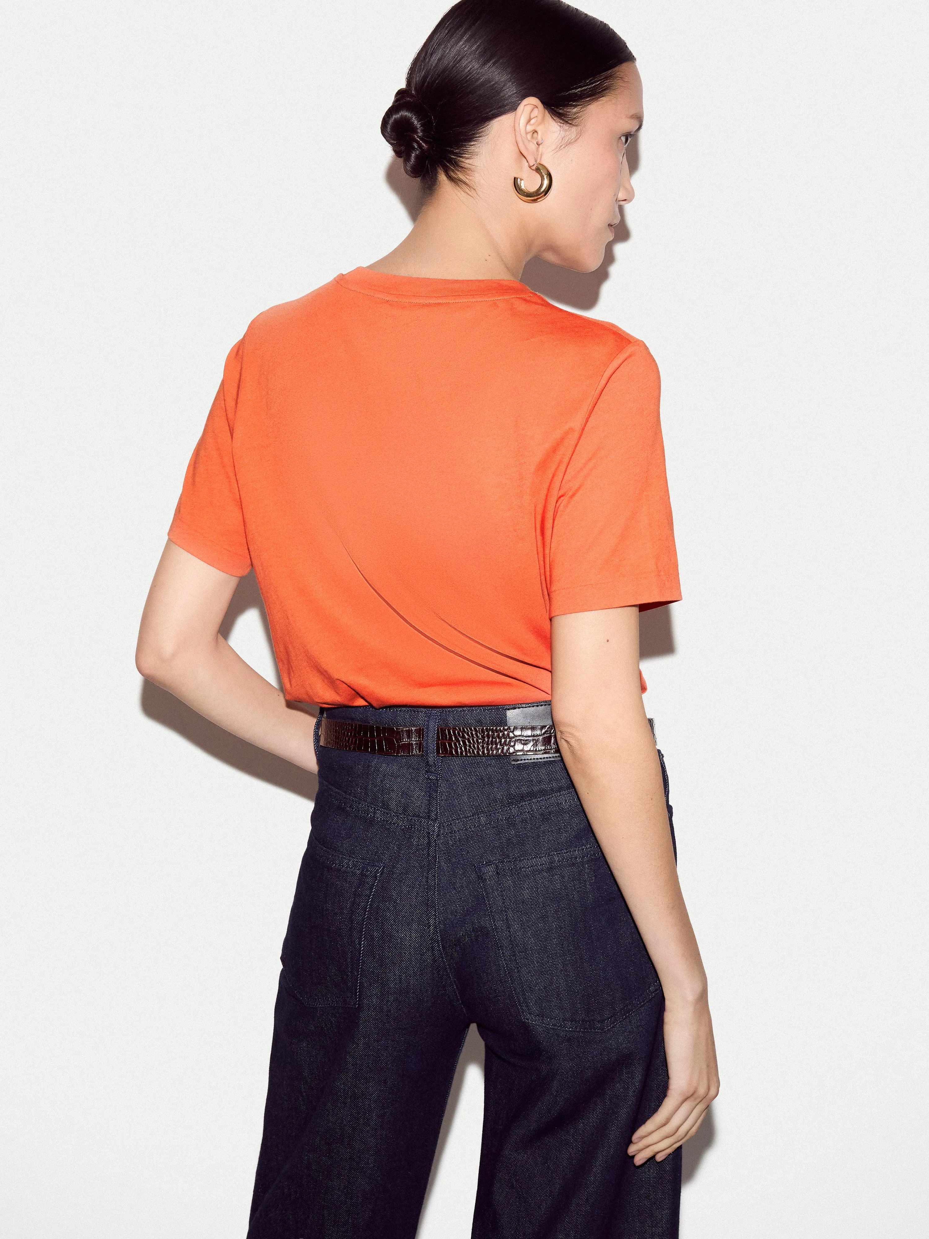 Supima Cotton Crew Neck T-shirt | Orange sold by Jigsaw product image thumbnail 4