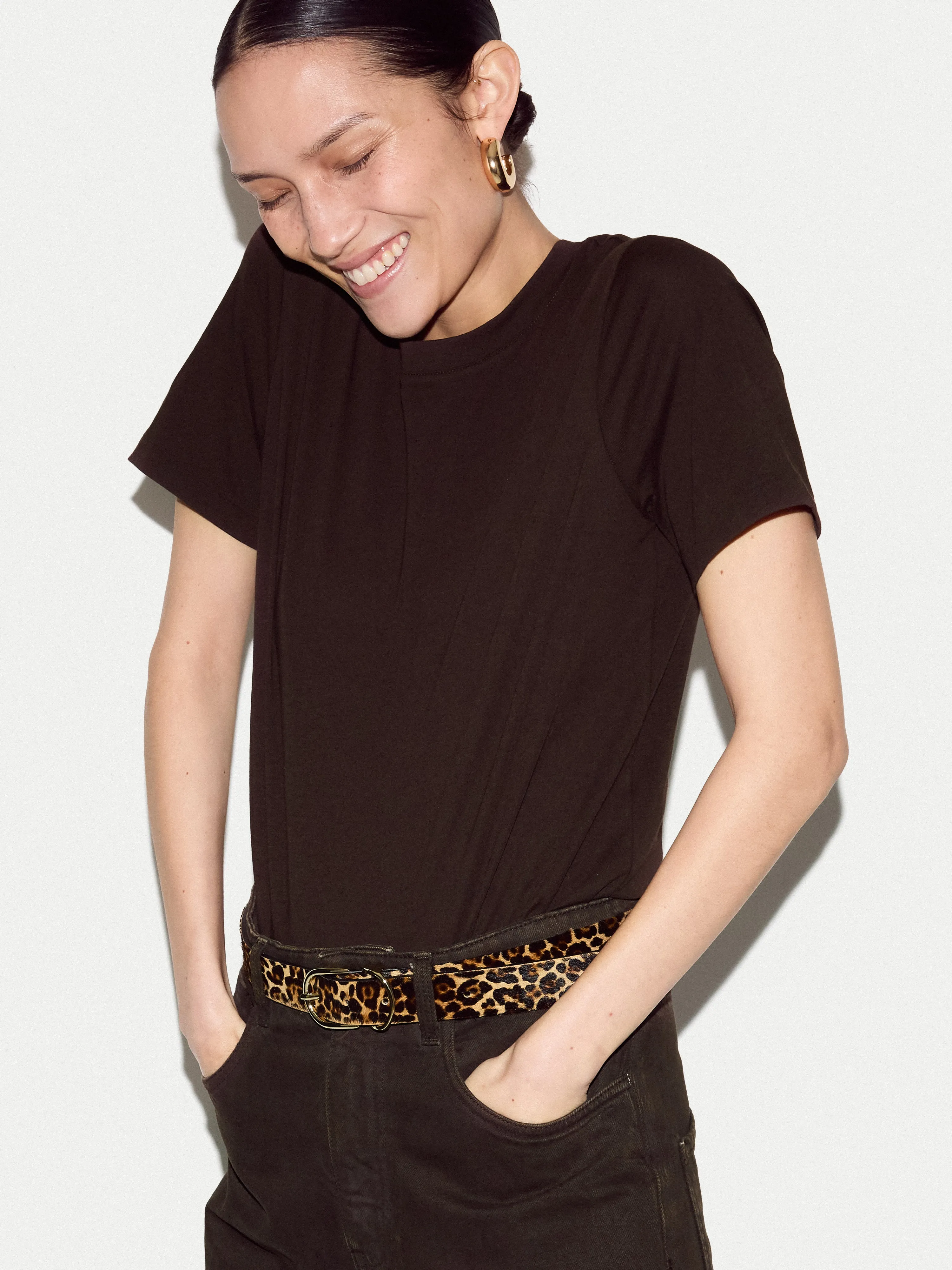 Supima Cotton Crew Neck T-shirt | Dark Brown sold by Jigsaw product image thumbnail 2