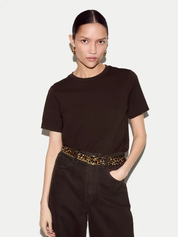 Supima Cotton Crew Neck T-shirt | Dark Brown made by Jigsaw
