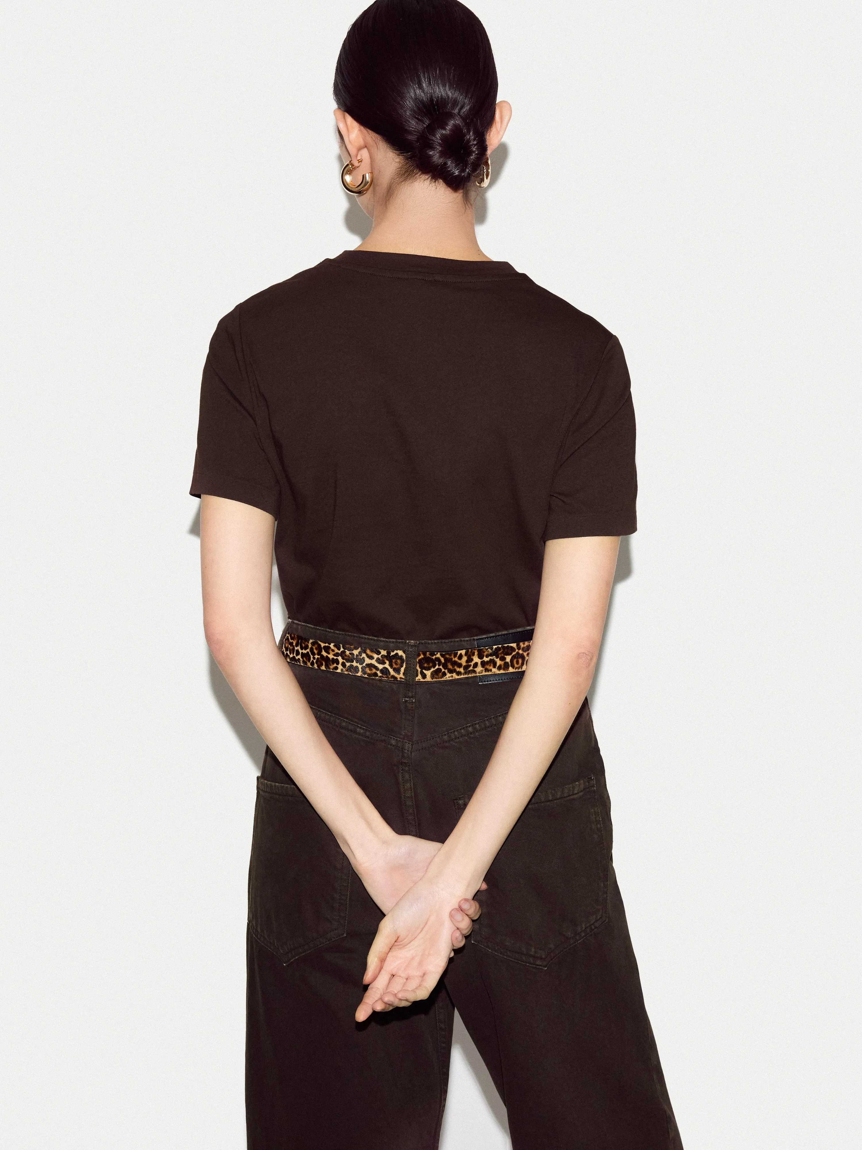 Supima Cotton Crew Neck T-shirt | Dark Brown sold by Jigsaw product image thumbnail 4