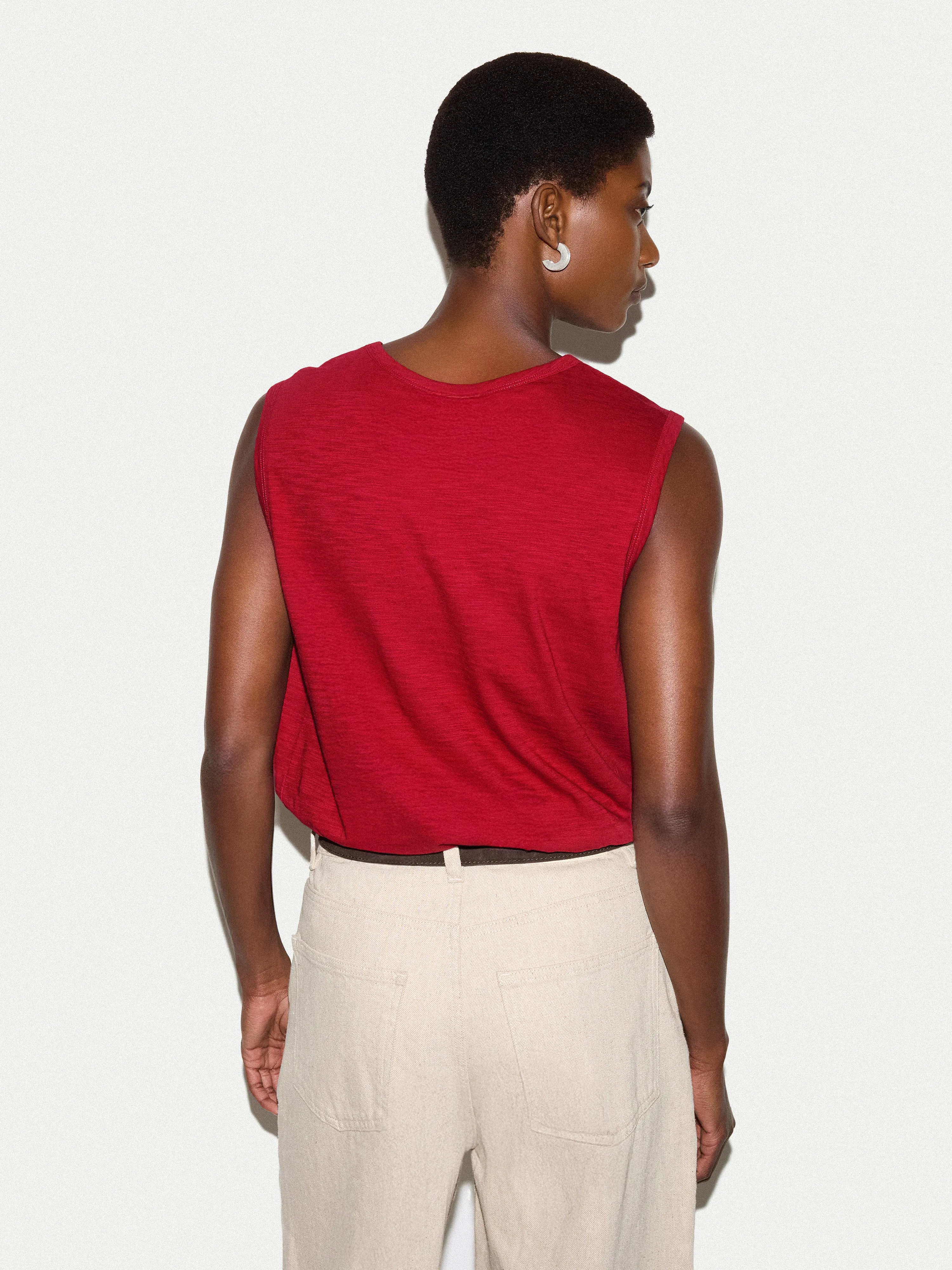 Cotton Scoop Slub Tank | Red sold by Jigsaw product image thumbnail 4