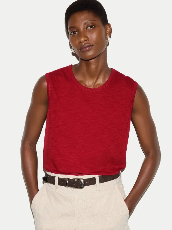 Cotton Scoop Slub Tank | Red made by Jigsaw
