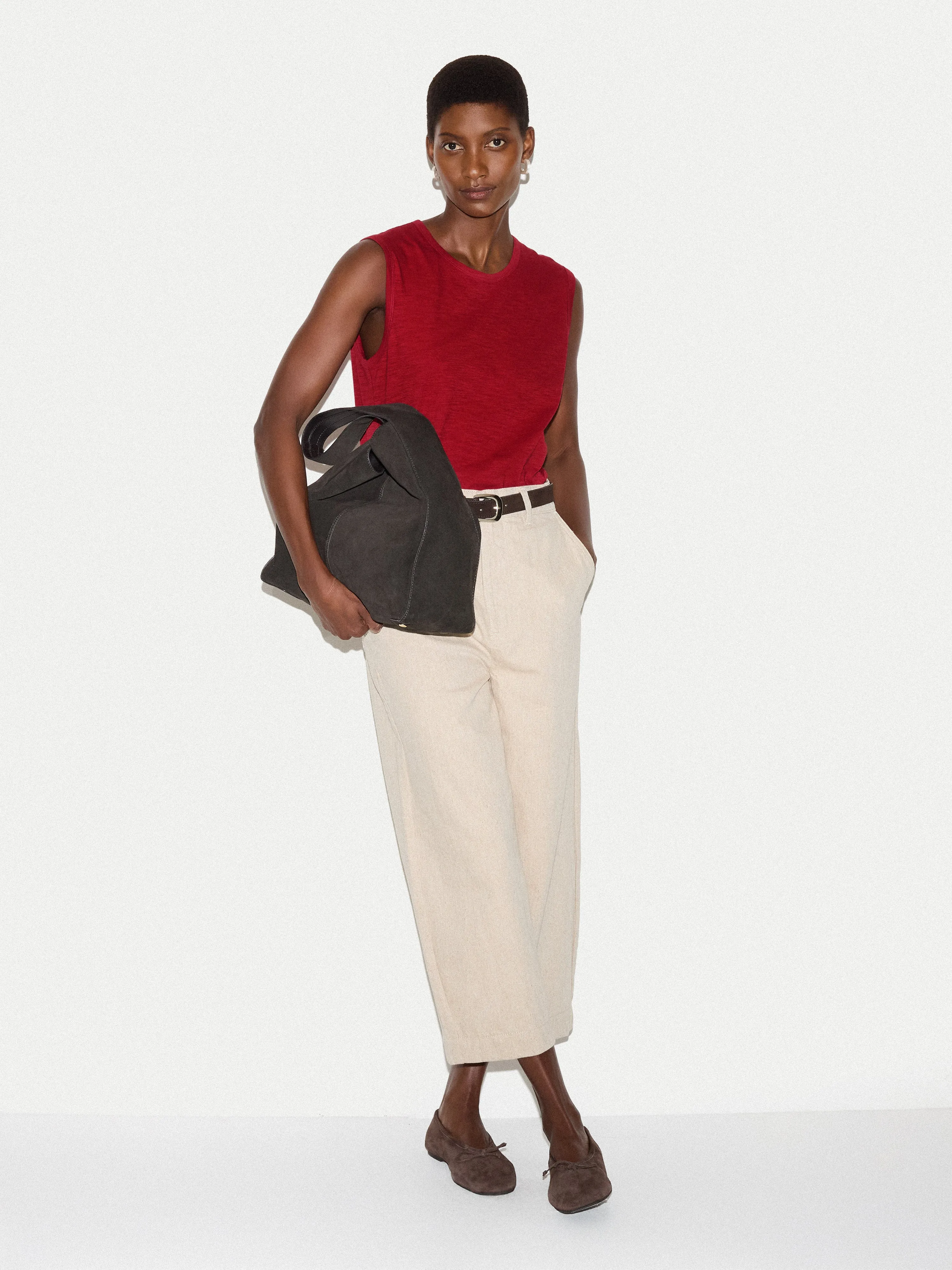 Cotton Scoop Slub Tank | Red sold by Jigsaw product image thumbnail 3