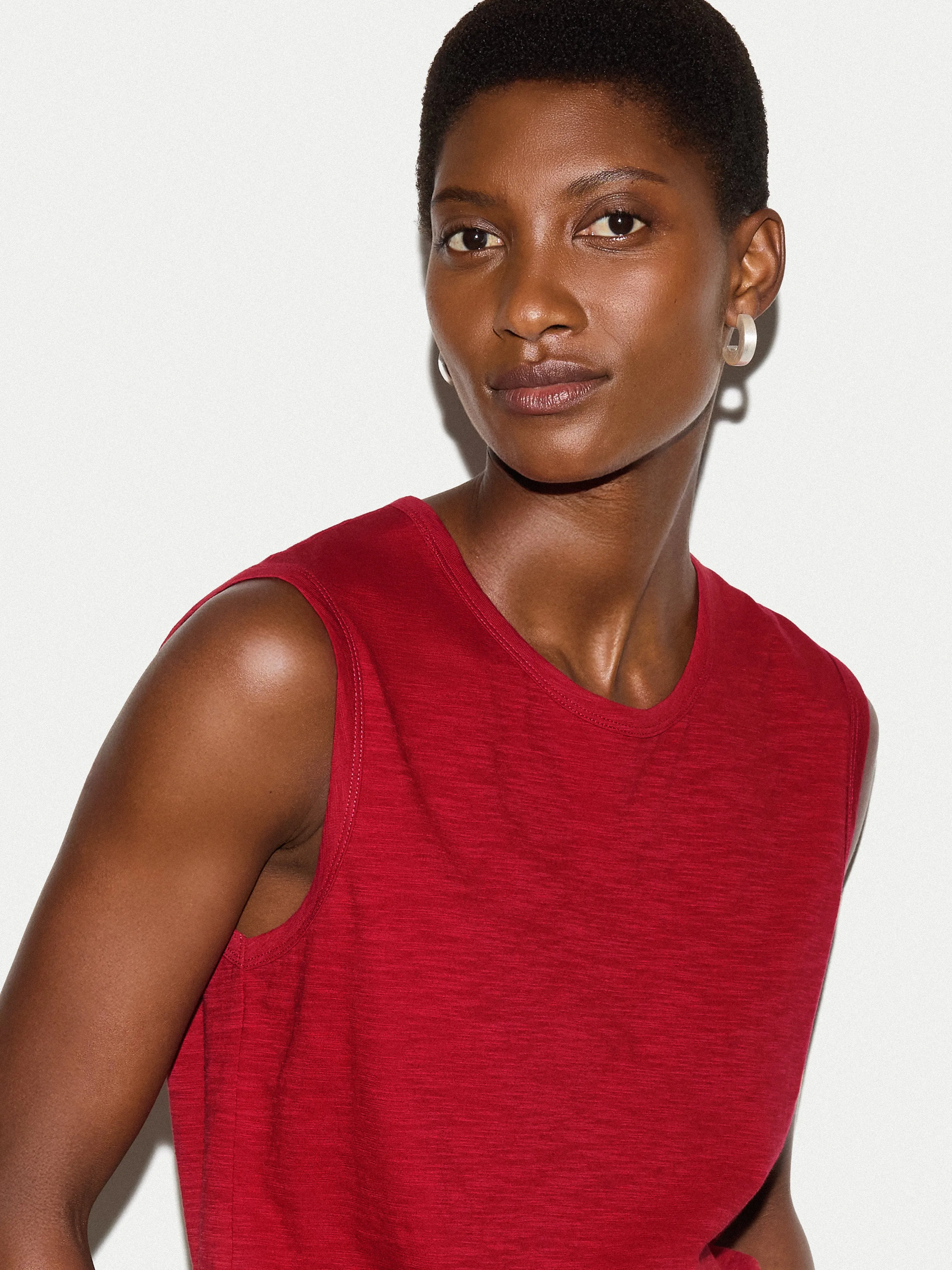 Cotton Scoop Slub Tank | Red sold by Jigsaw product image thumbnail 2