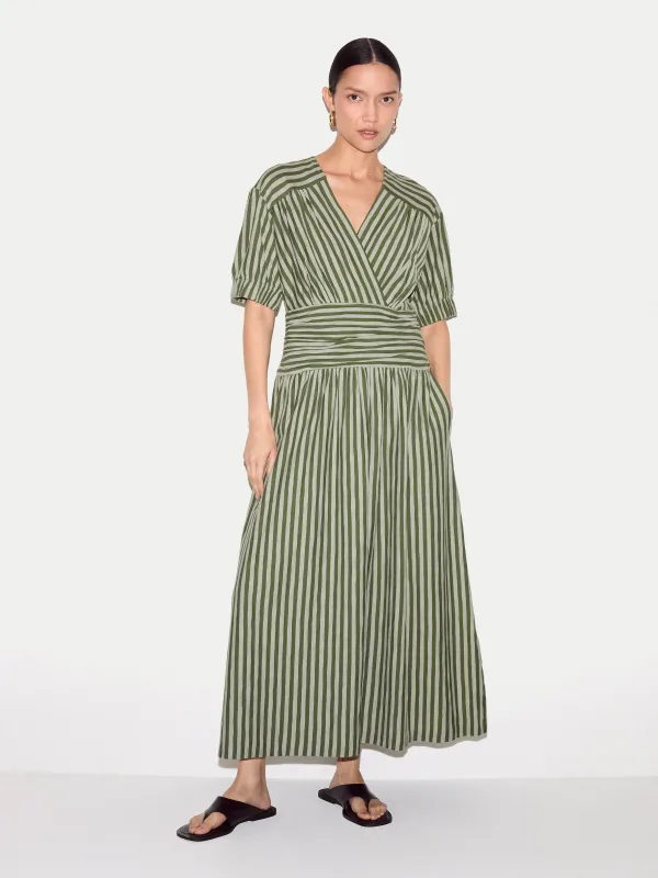 Short Sleeve Slub Stripe Jersey Dress | Green made by Jigsaw