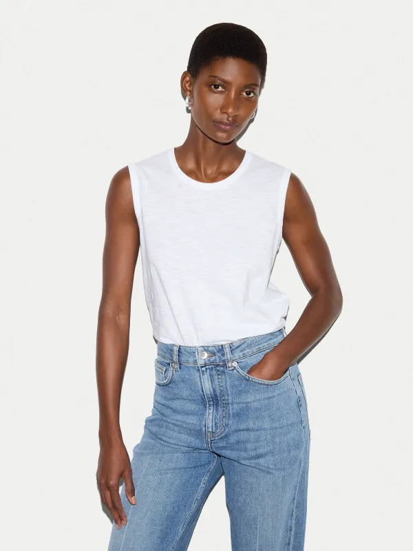 Cotton Scoop Slub Tank | White made by Jigsaw