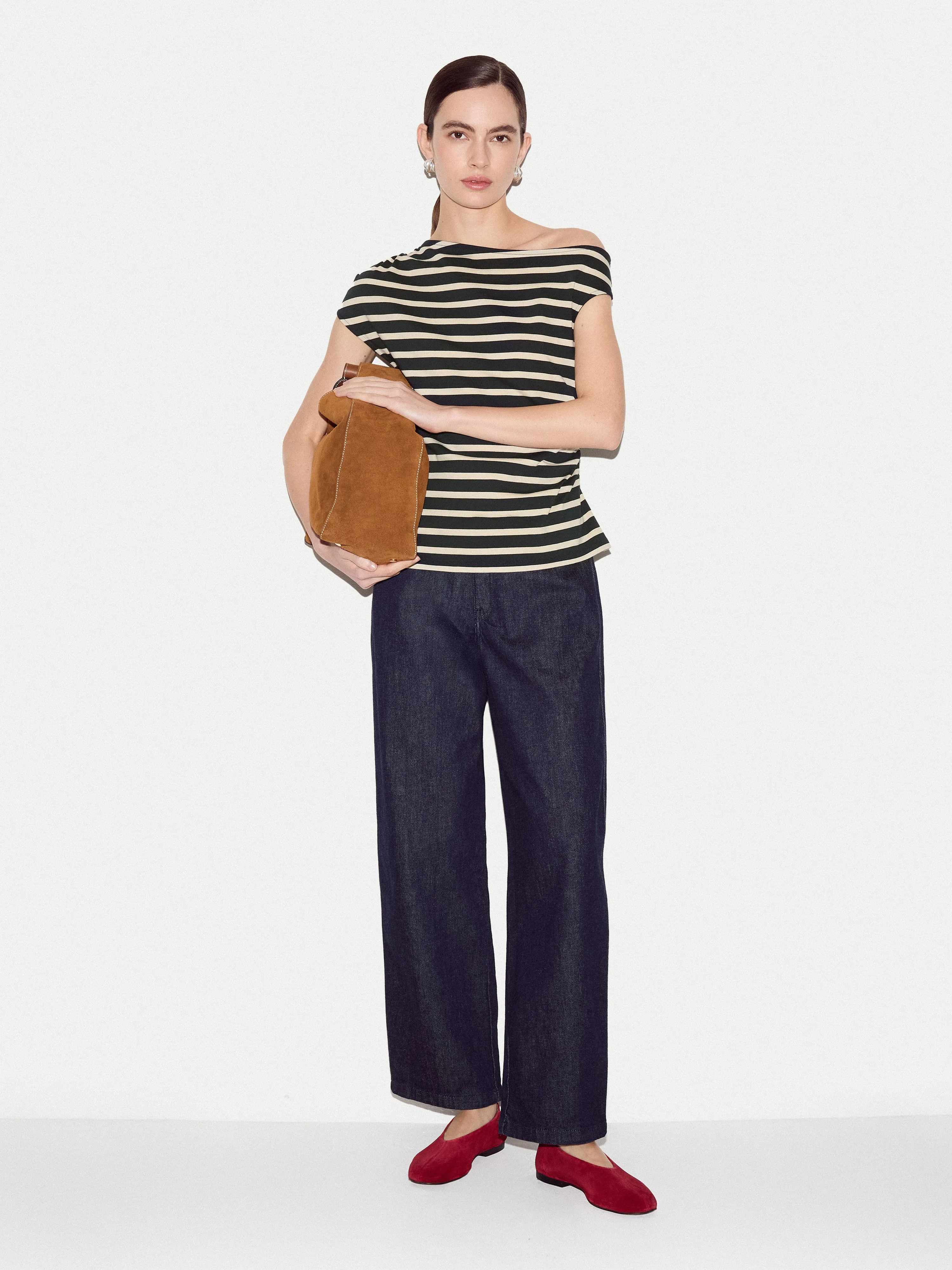 Stripe Asymmetric Neck Top | Navy sold by Jigsaw product image thumbnail 3