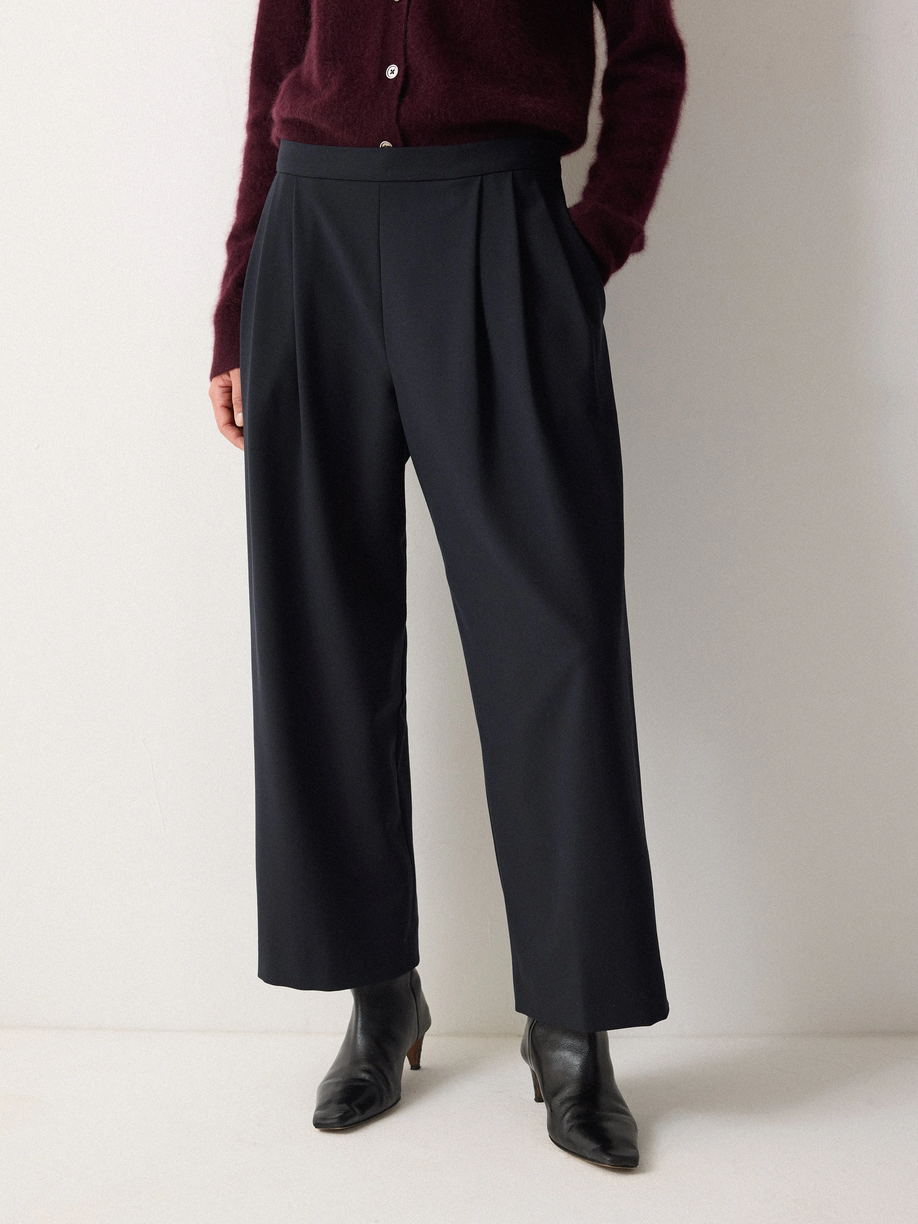 Modern Crepe Pleat Trouser | Navy sold by Jigsaw product image thumbnail 3