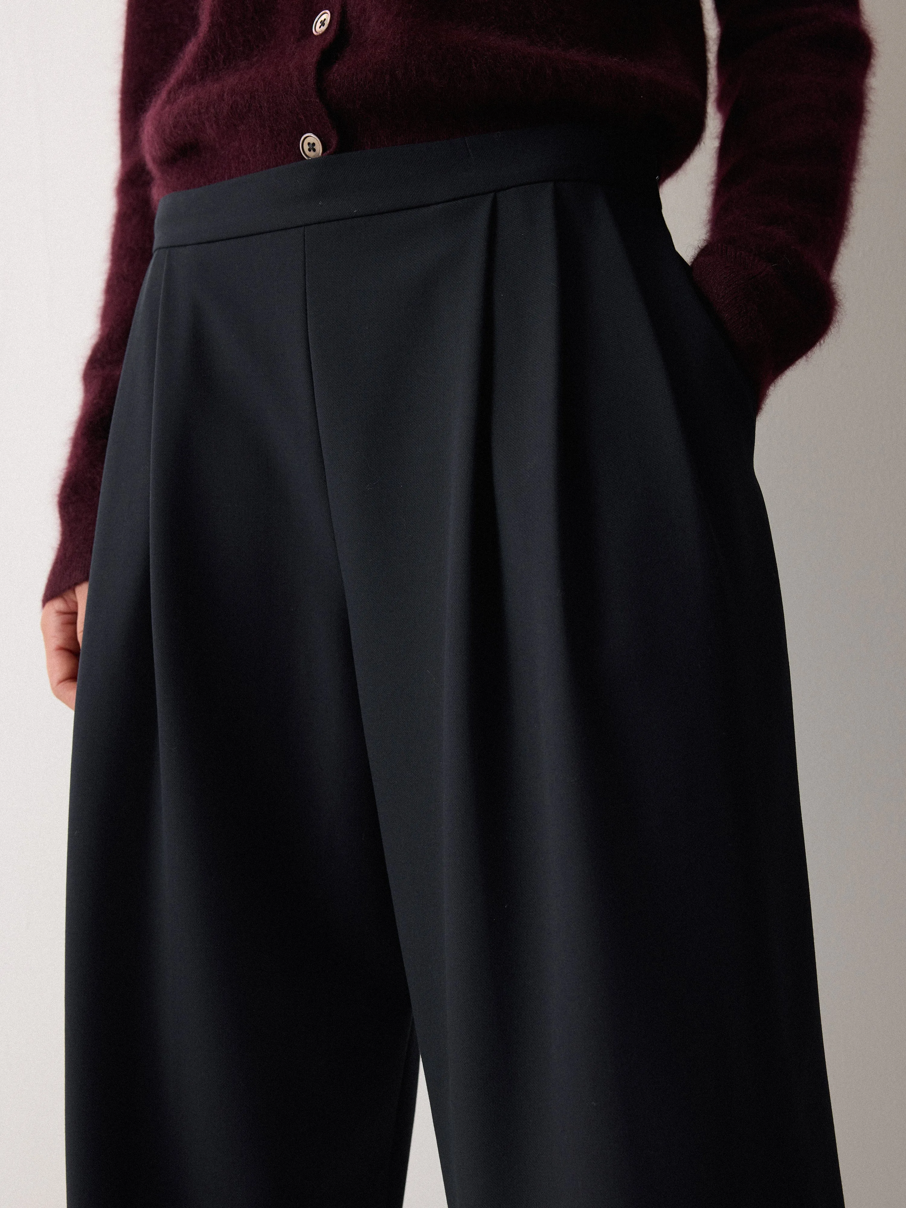 Modern Crepe Pleat Trouser | Navy sold by Jigsaw product image thumbnail 2