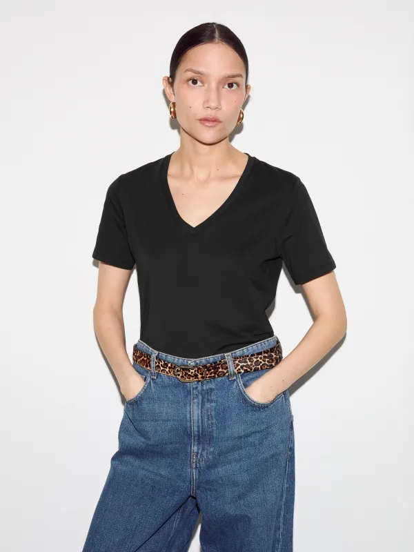 Supima Cotton V Neck T-shirt | Black made by Jigsaw