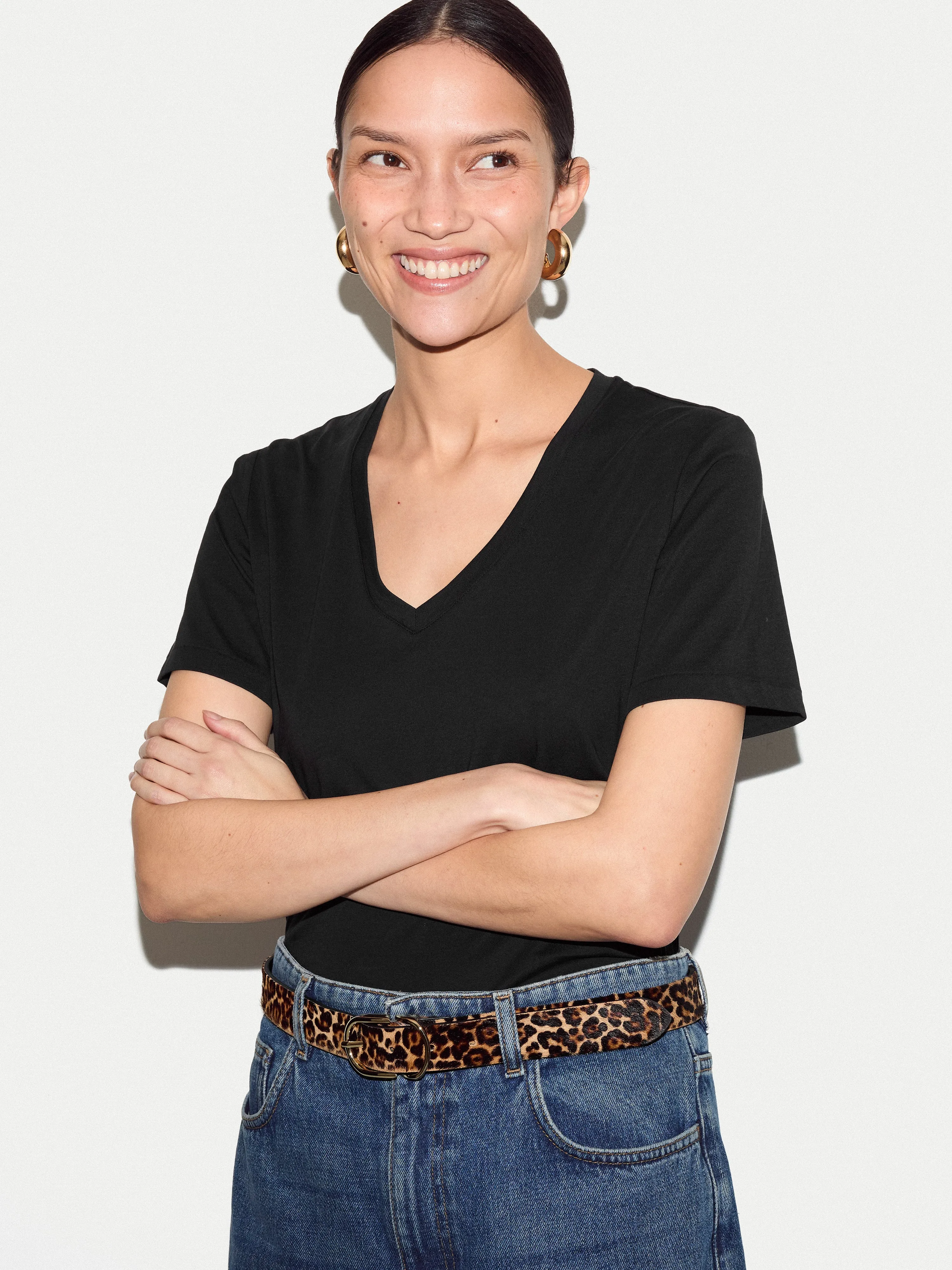 Supima Cotton V Neck T-shirt | Black sold by Jigsaw product image thumbnail 2