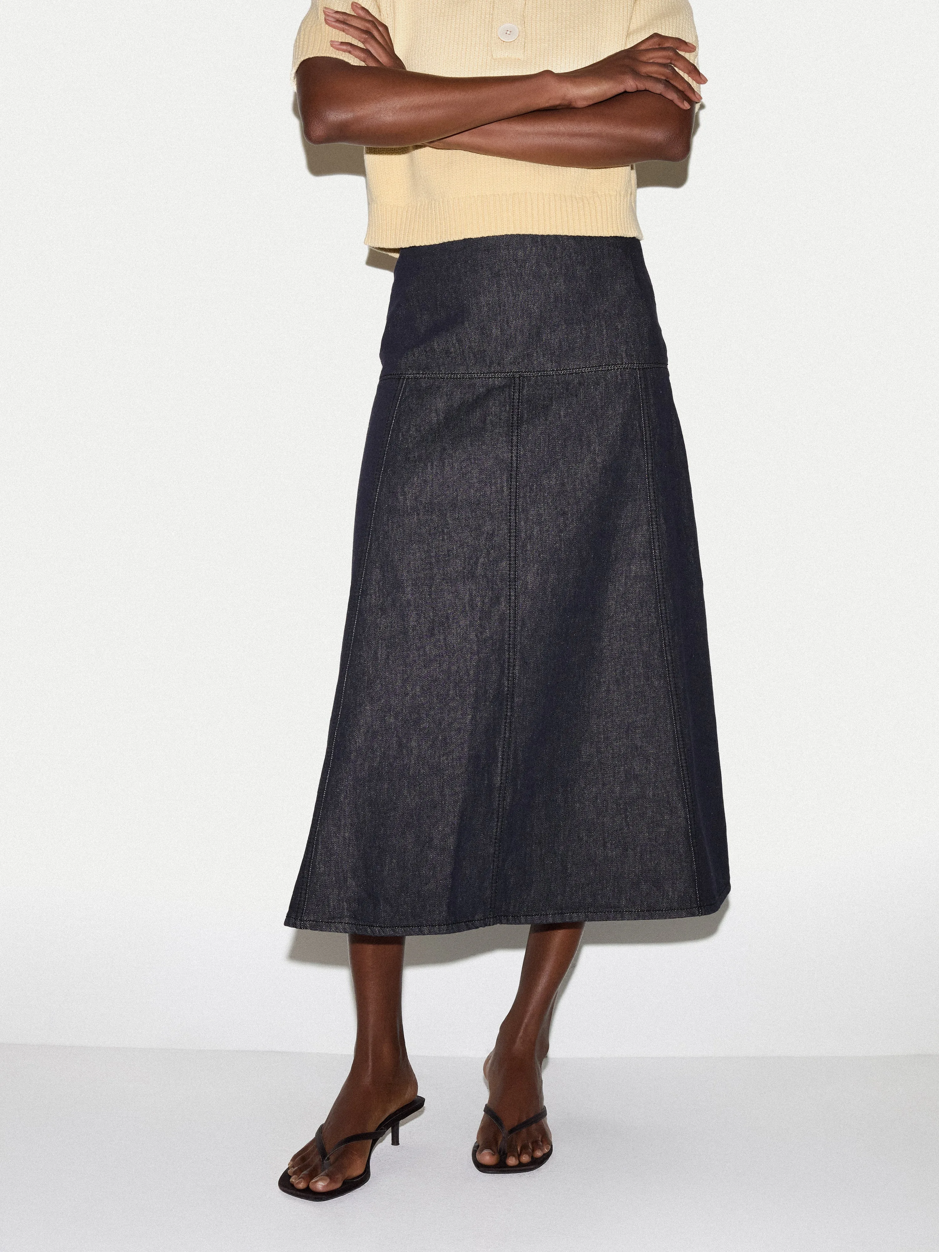 Denim Flared Midi Skirt | Indigo sold by Jigsaw product image thumbnail 3