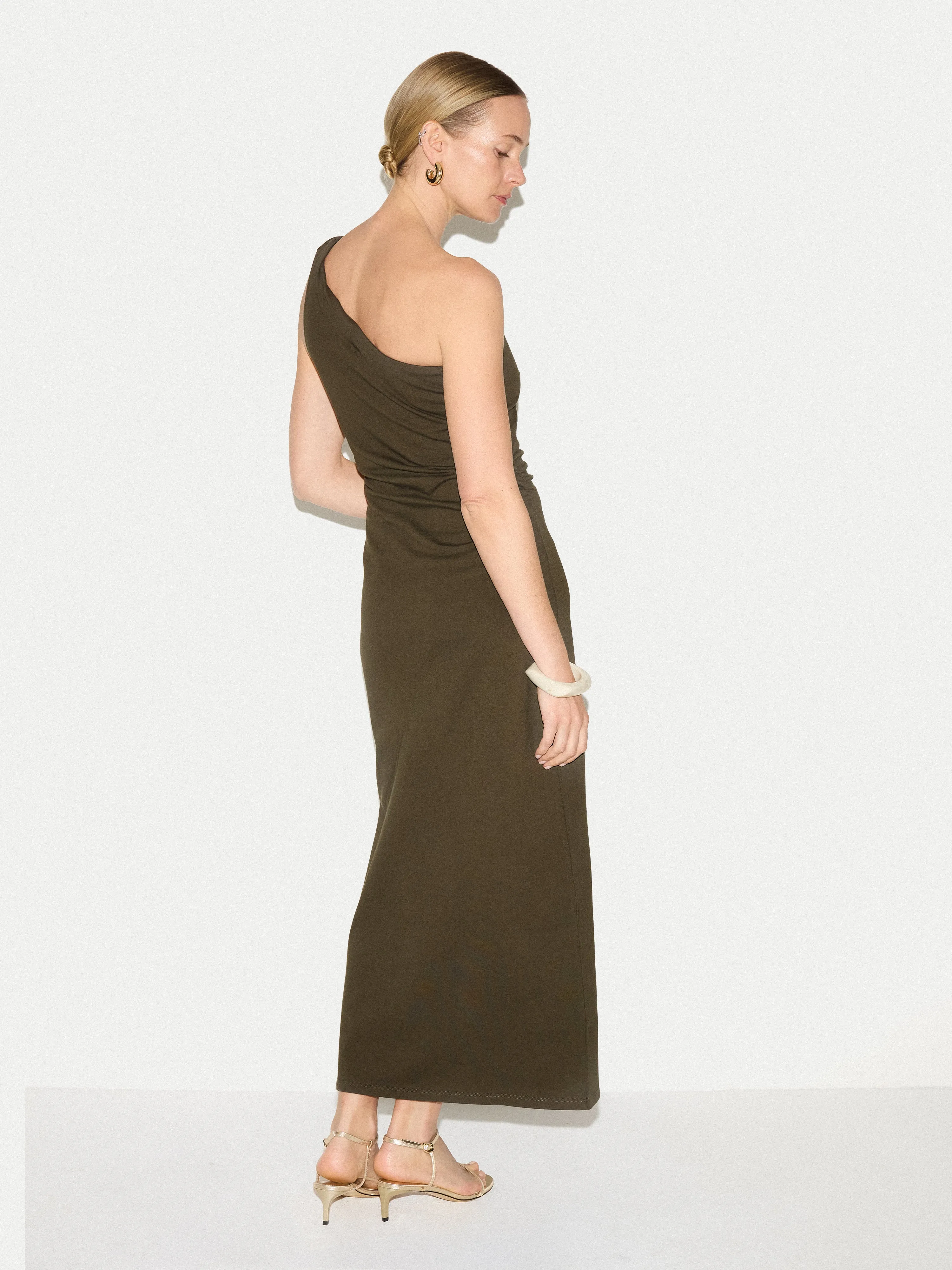 One Shoulder Jersey Dress | Khaki sold by Jigsaw product image thumbnail 5
