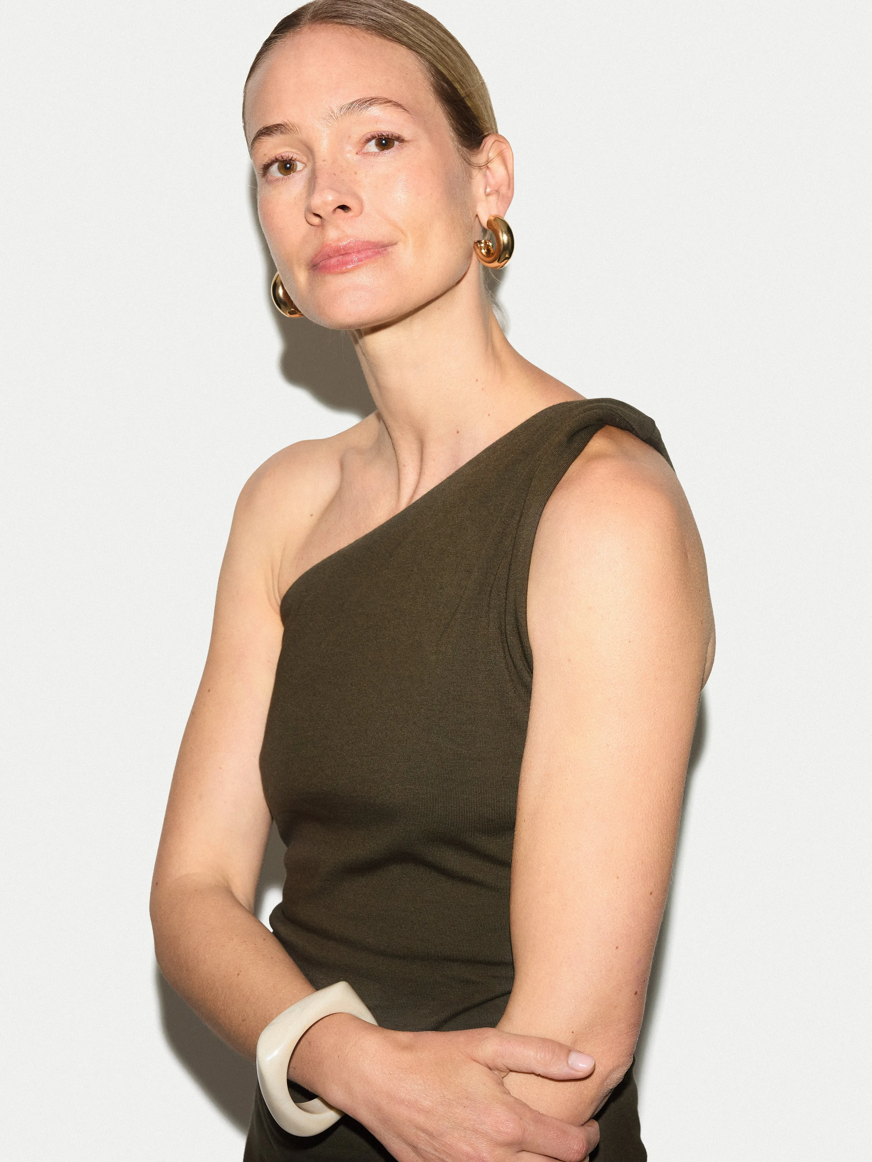 One Shoulder Jersey Dress | Khaki sold by Jigsaw product image thumbnail 3