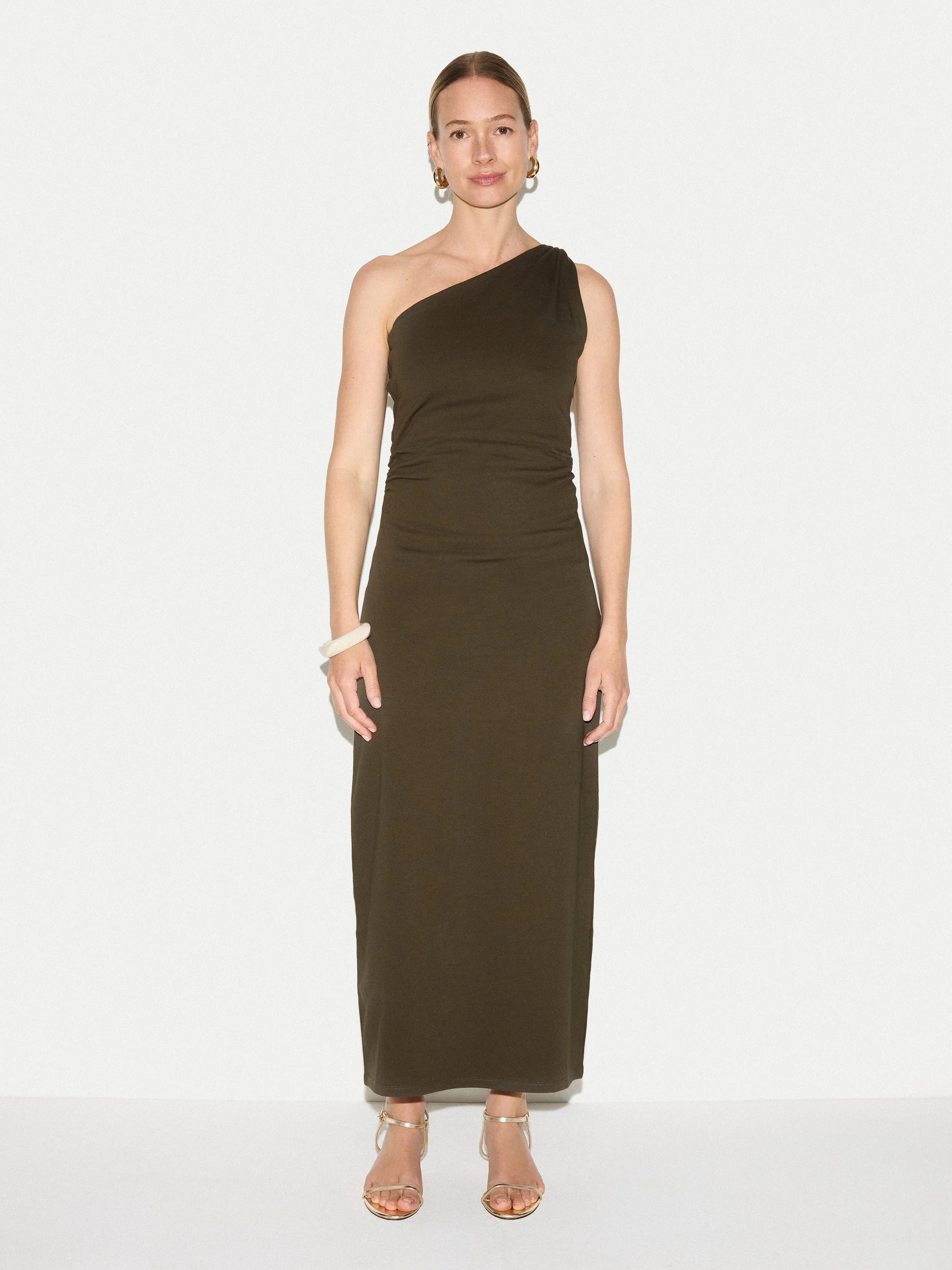 One Shoulder Jersey Dress | Khaki sold by Jigsaw product image thumbnail 2