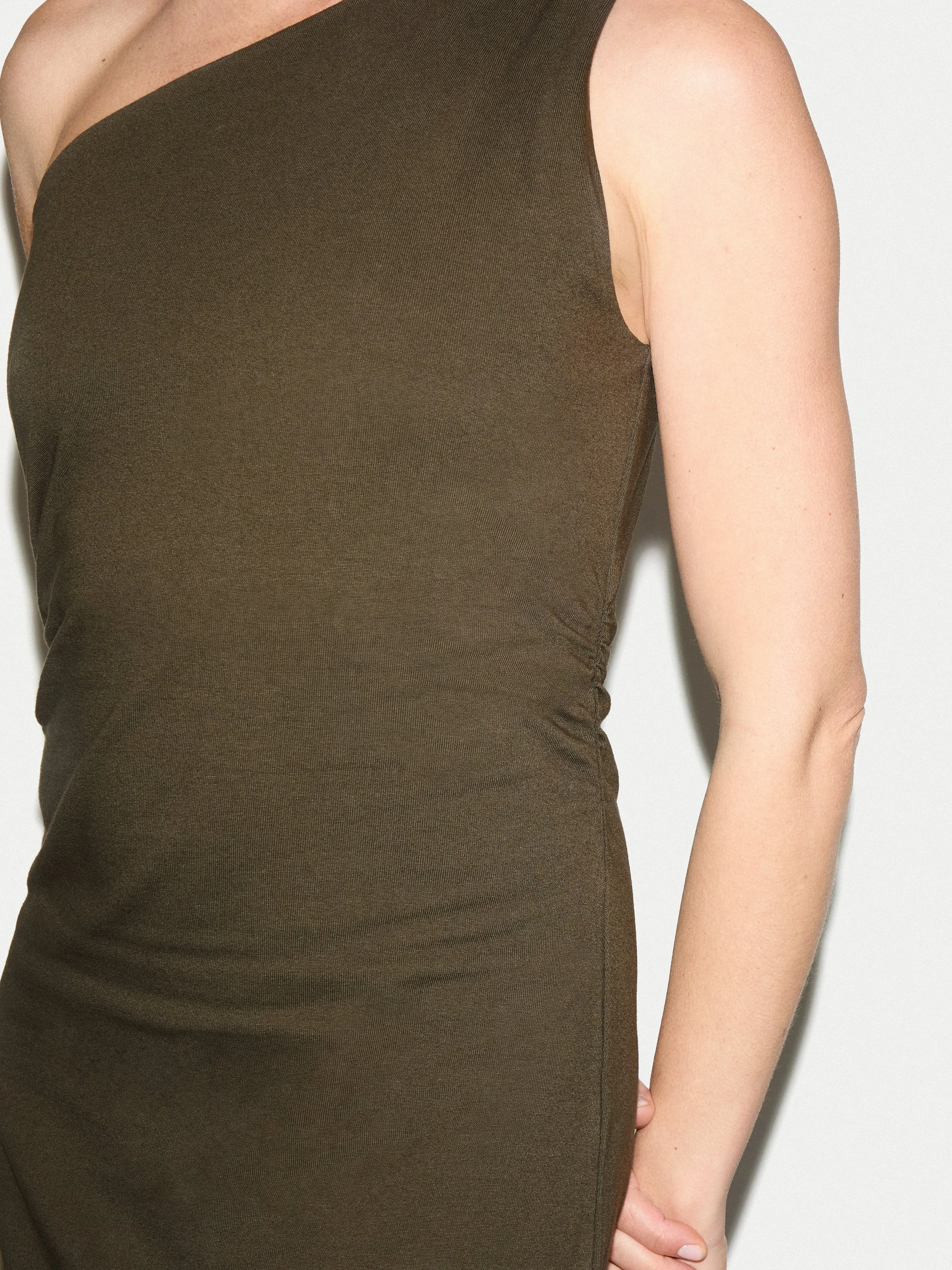 One Shoulder Jersey Dress | Khaki sold by Jigsaw product image thumbnail 4