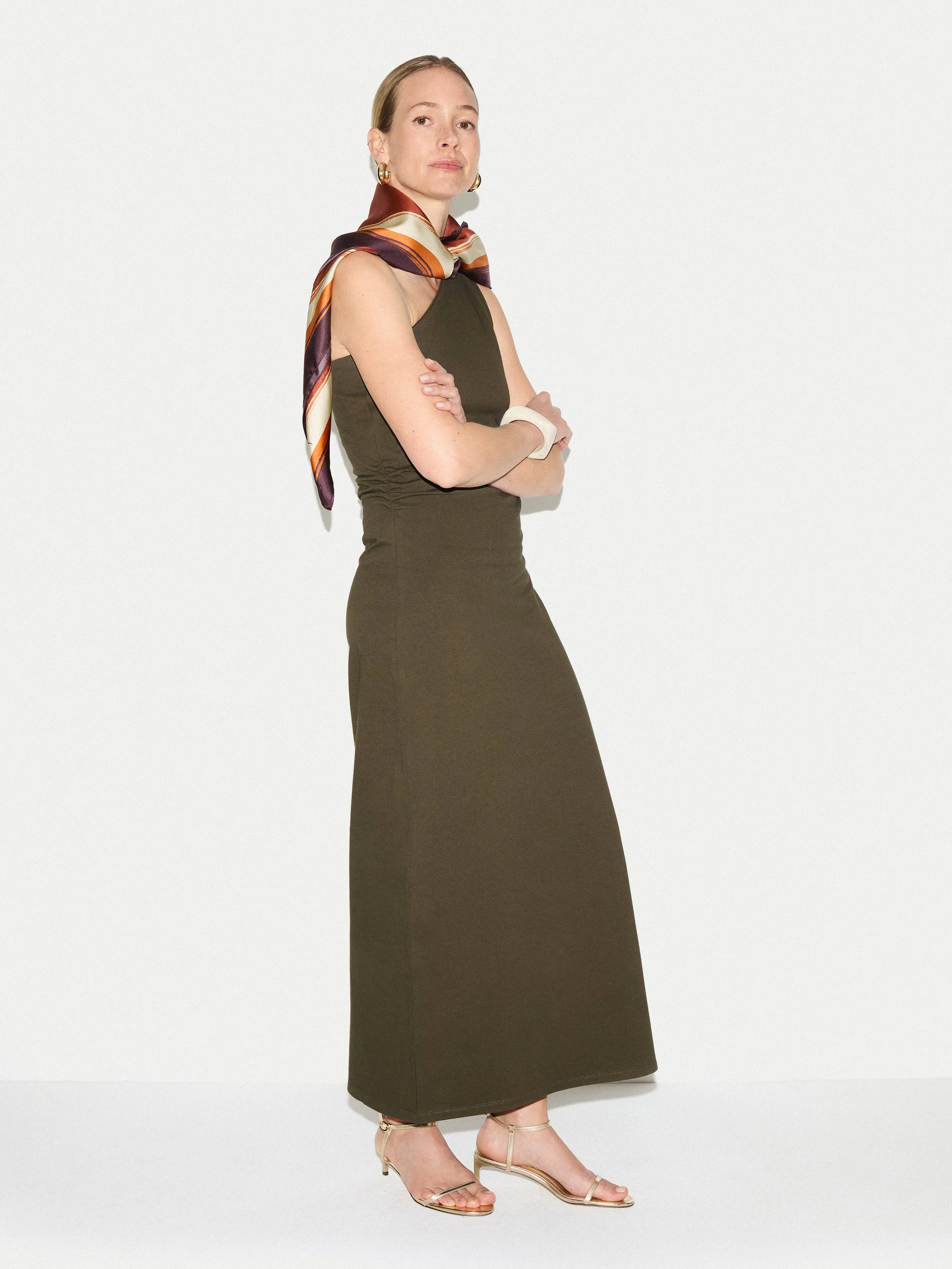 One Shoulder Jersey Dress | Khaki sold by Jigsaw