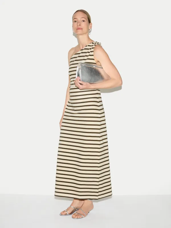 Stripe One Shoulder Dress | Khaki made by Jigsaw