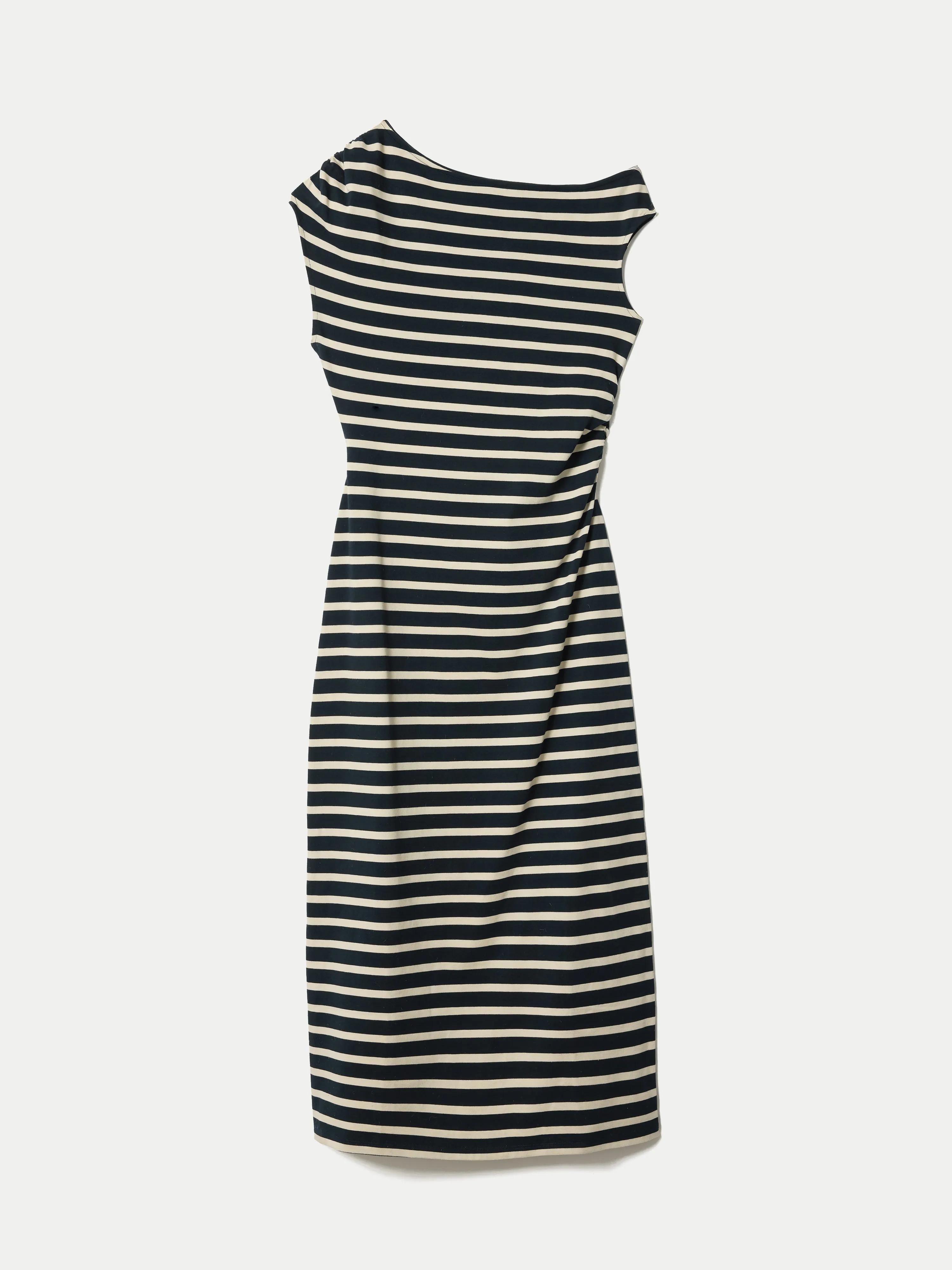 Stripe Asymmetric Neck Dress | Navy sold by Jigsaw product image thumbnail 5