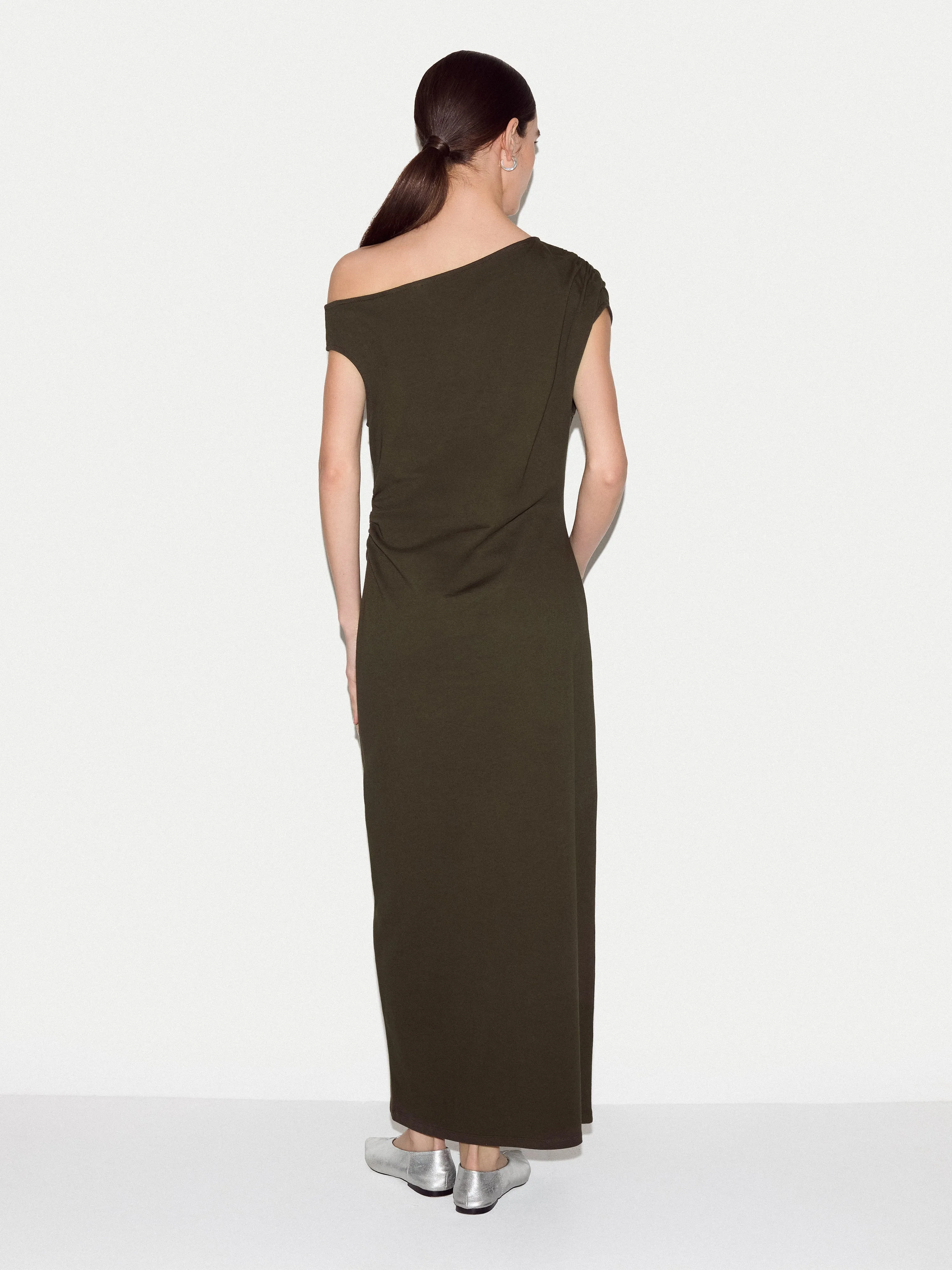 Asymmetric Neck Dress | Khaki sold by Jigsaw product image thumbnail 4