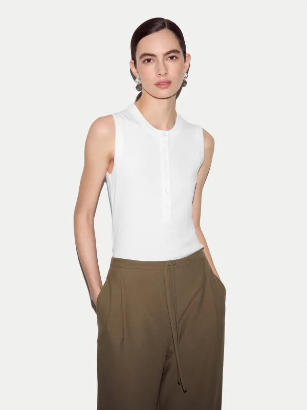Ribbed Henley Vest | White made by Jigsaw