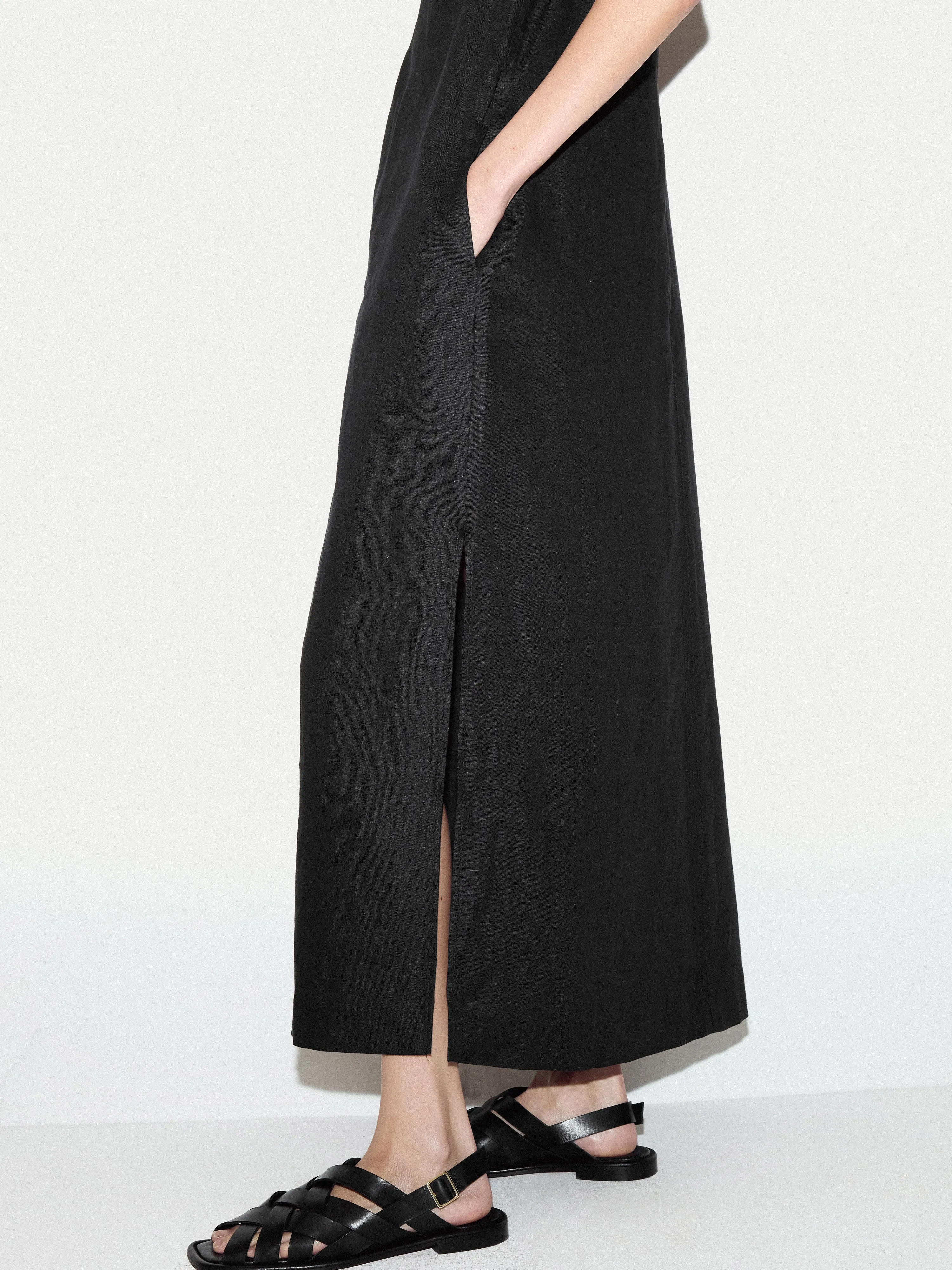 V Neck Sleeveless Linen Dress | Black sold by Jigsaw product image thumbnail 4