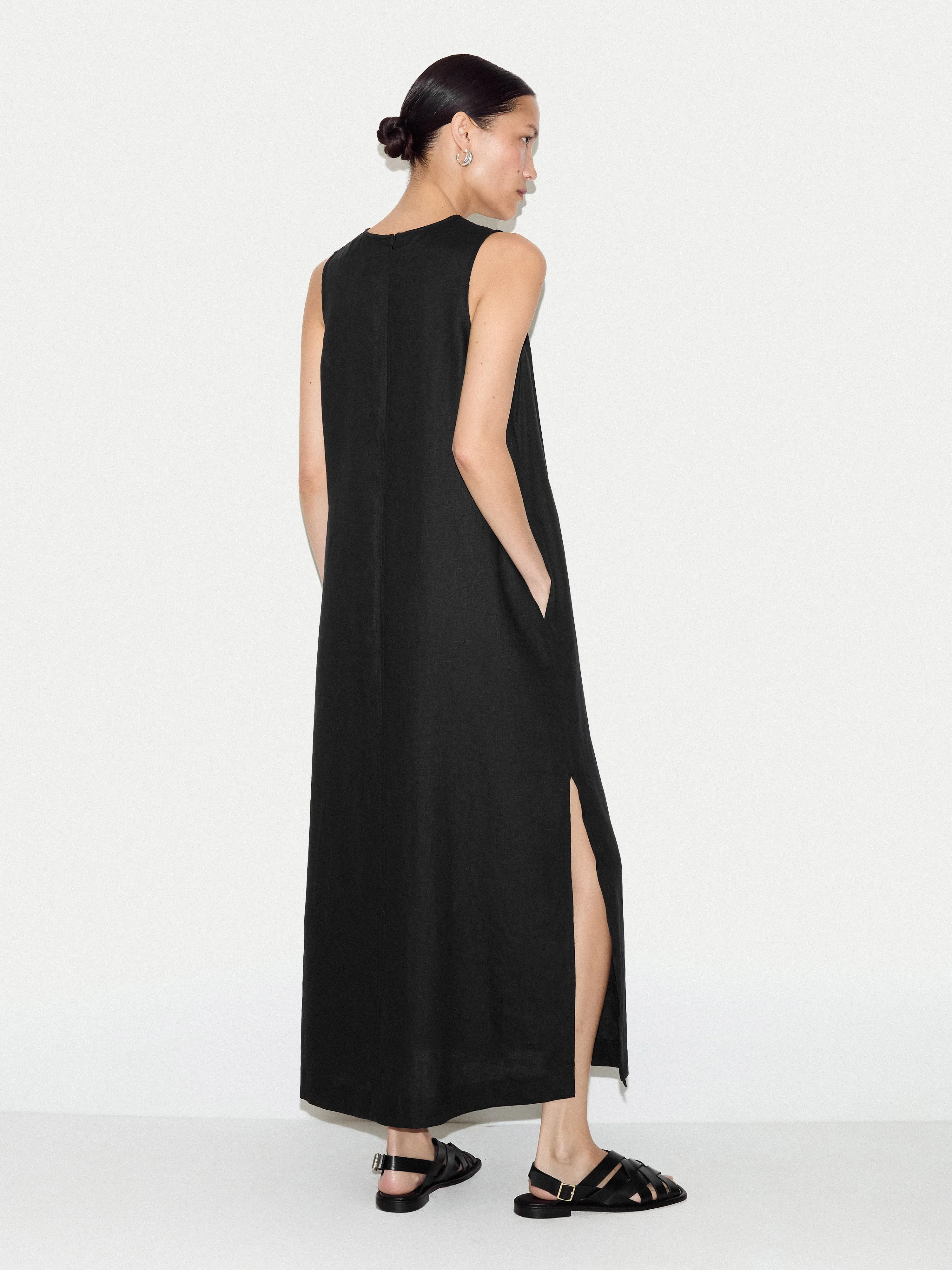 V Neck Sleeveless Linen Dress | Black sold by Jigsaw product image thumbnail 5