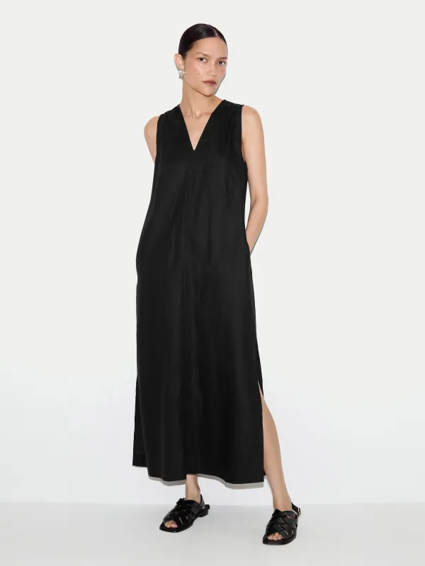 V Neck Sleeveless Linen Dress | Black made by Jigsaw